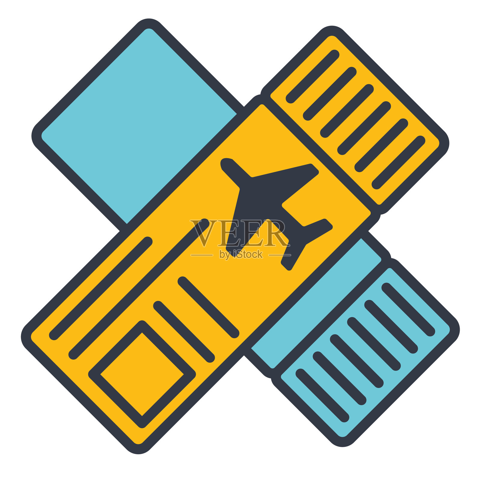 细线旅行图标设置票插画图片素材