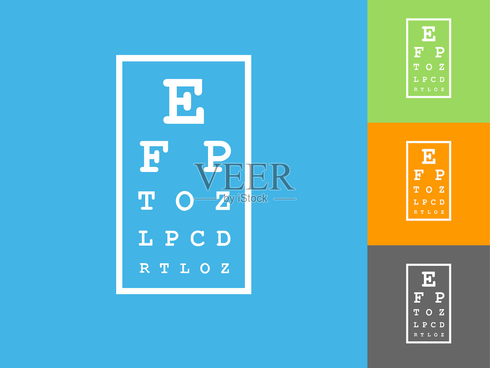 蓝色背景上的人眼图扁平图标插画图片素材