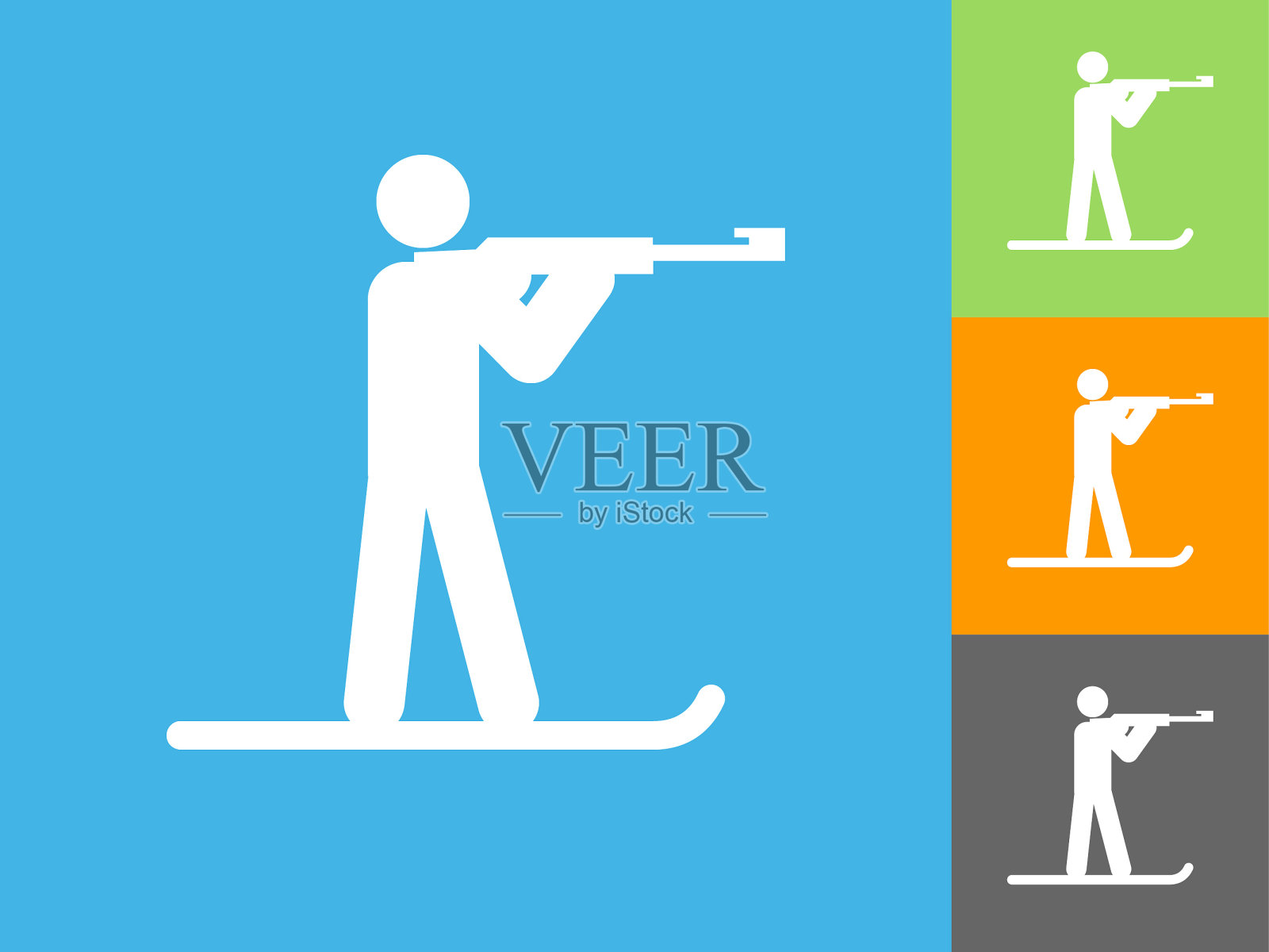 冬季两项平面图标上的蓝色背景插画图片素材