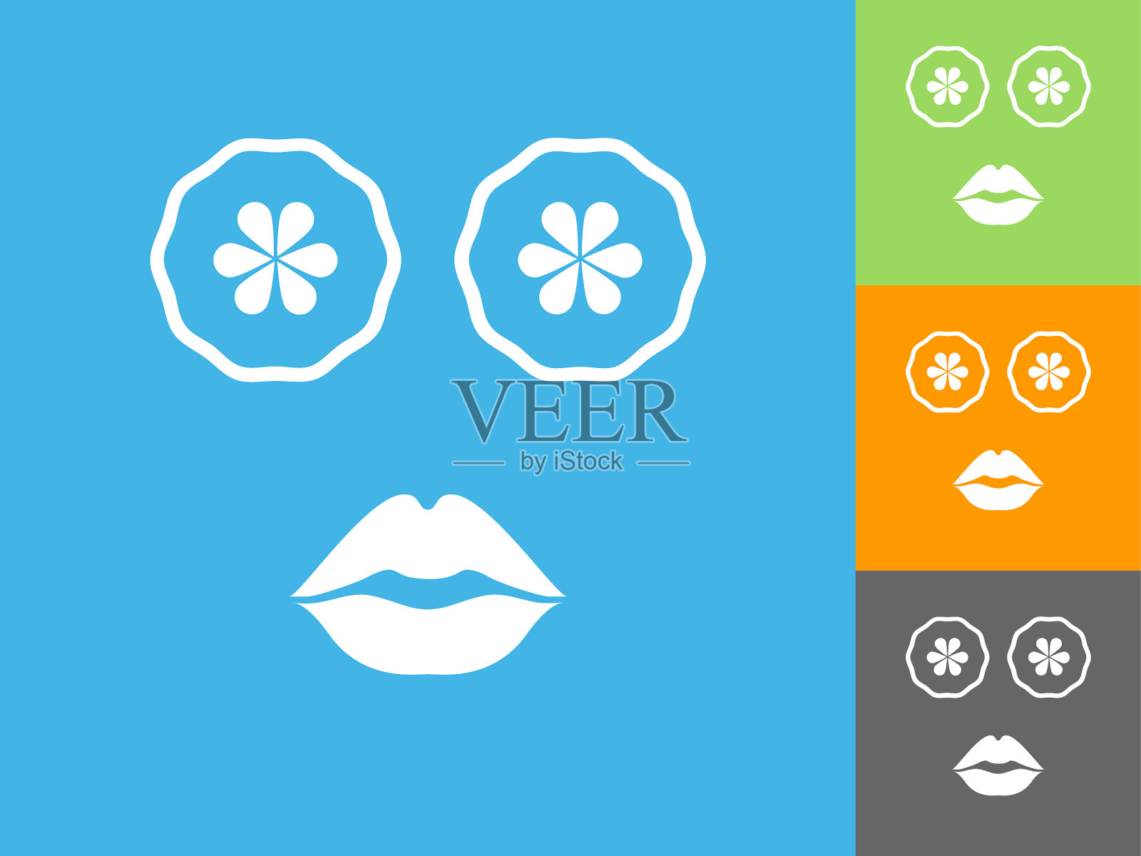 在蓝色背景上的面具平面图标插画图片素材