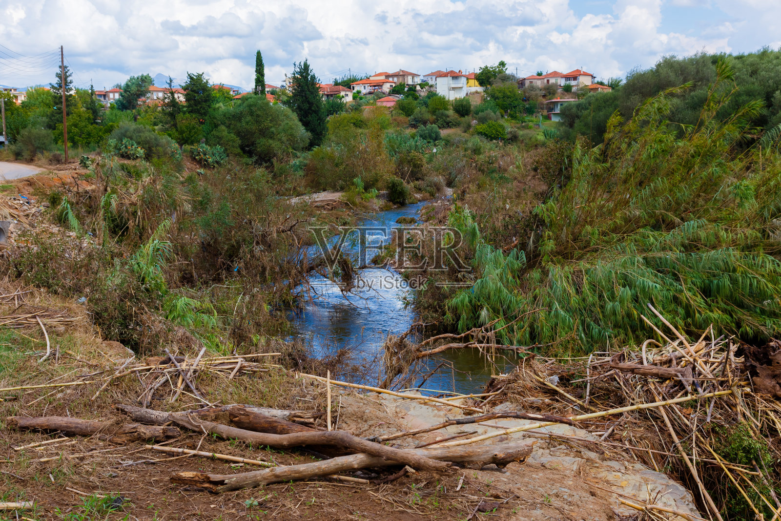2016年9月初，洪水过后的自然灾害袭击了农村。降雨量达到了1950年以来的最高水平。照片摄影图片