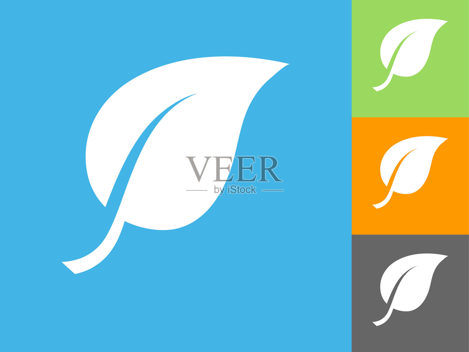 蓝色背景上的单叶扁平风格图标插画图片素材