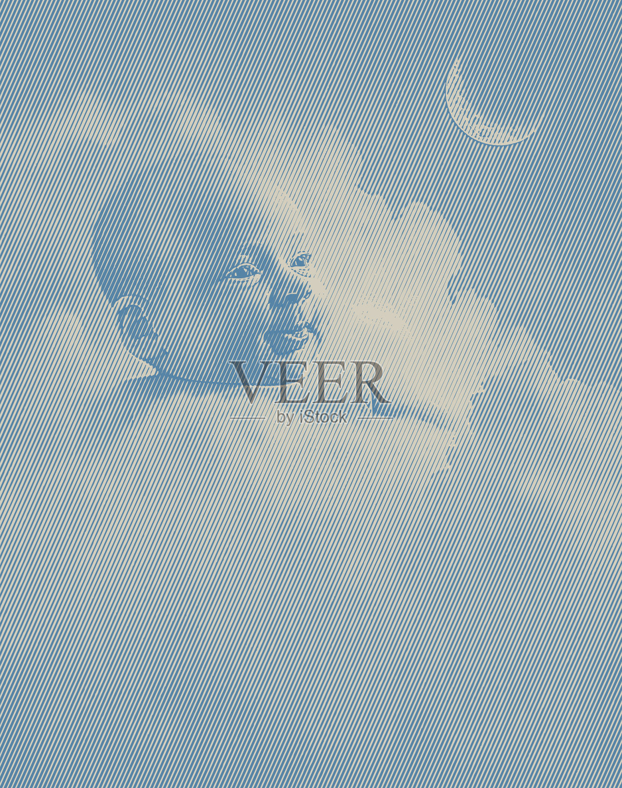 刚出生的女婴在云中休息插画图片素材