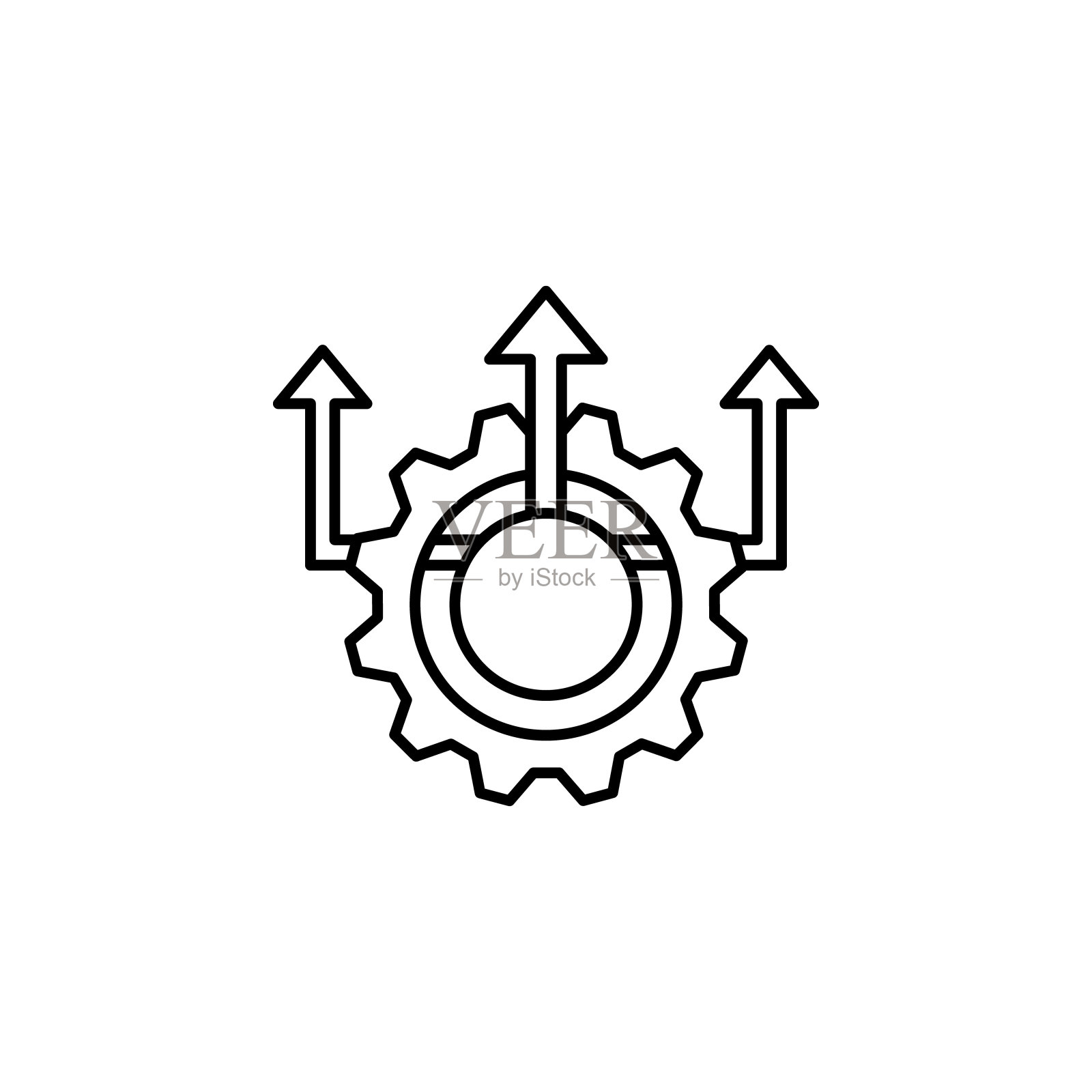 从齿轮图标输出。移动概念和web应用的图标元素。细线输出从齿轮图标可以用于网页和移动图标素材