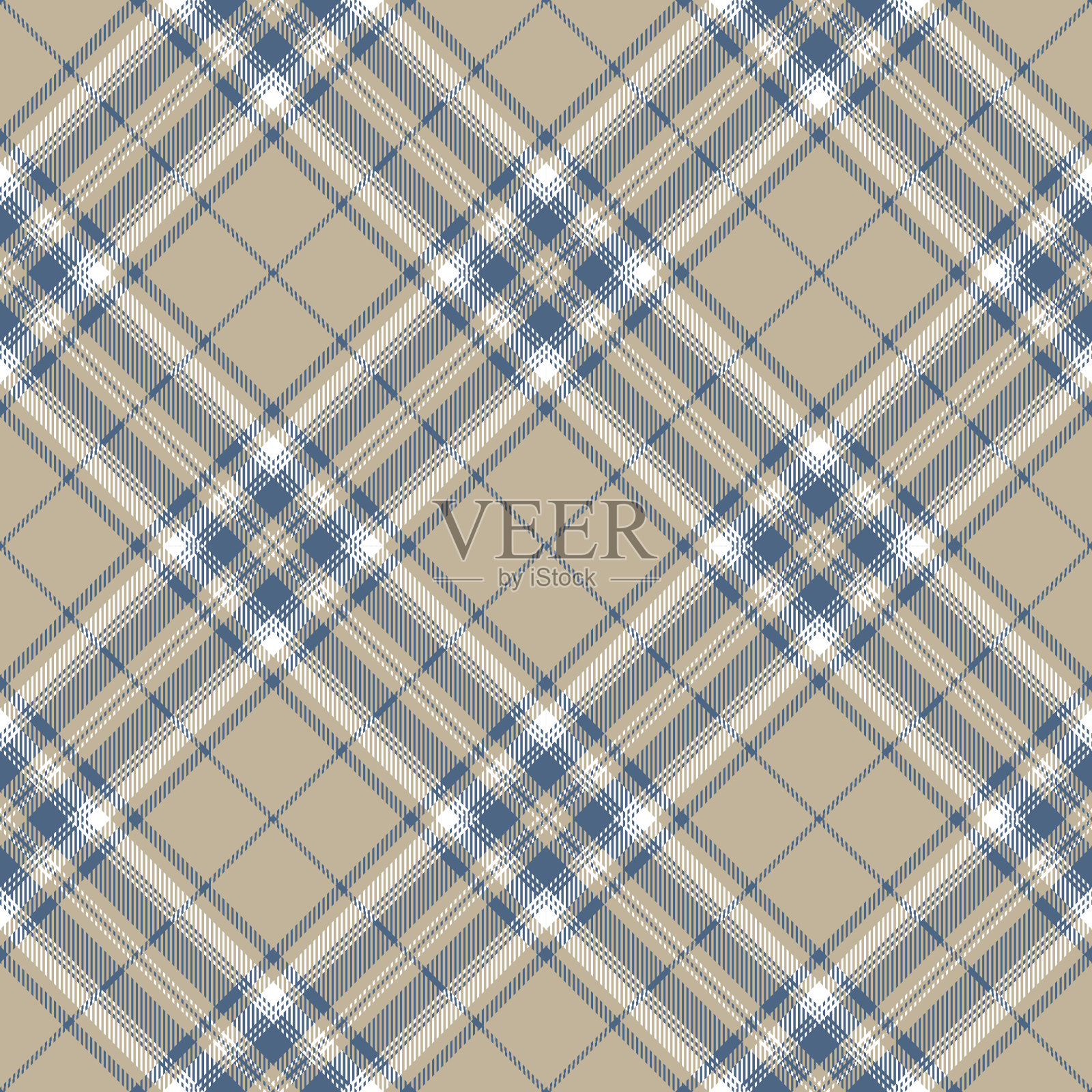 蓝色和灰色苏格兰格子花格纺织图案插画图片素材