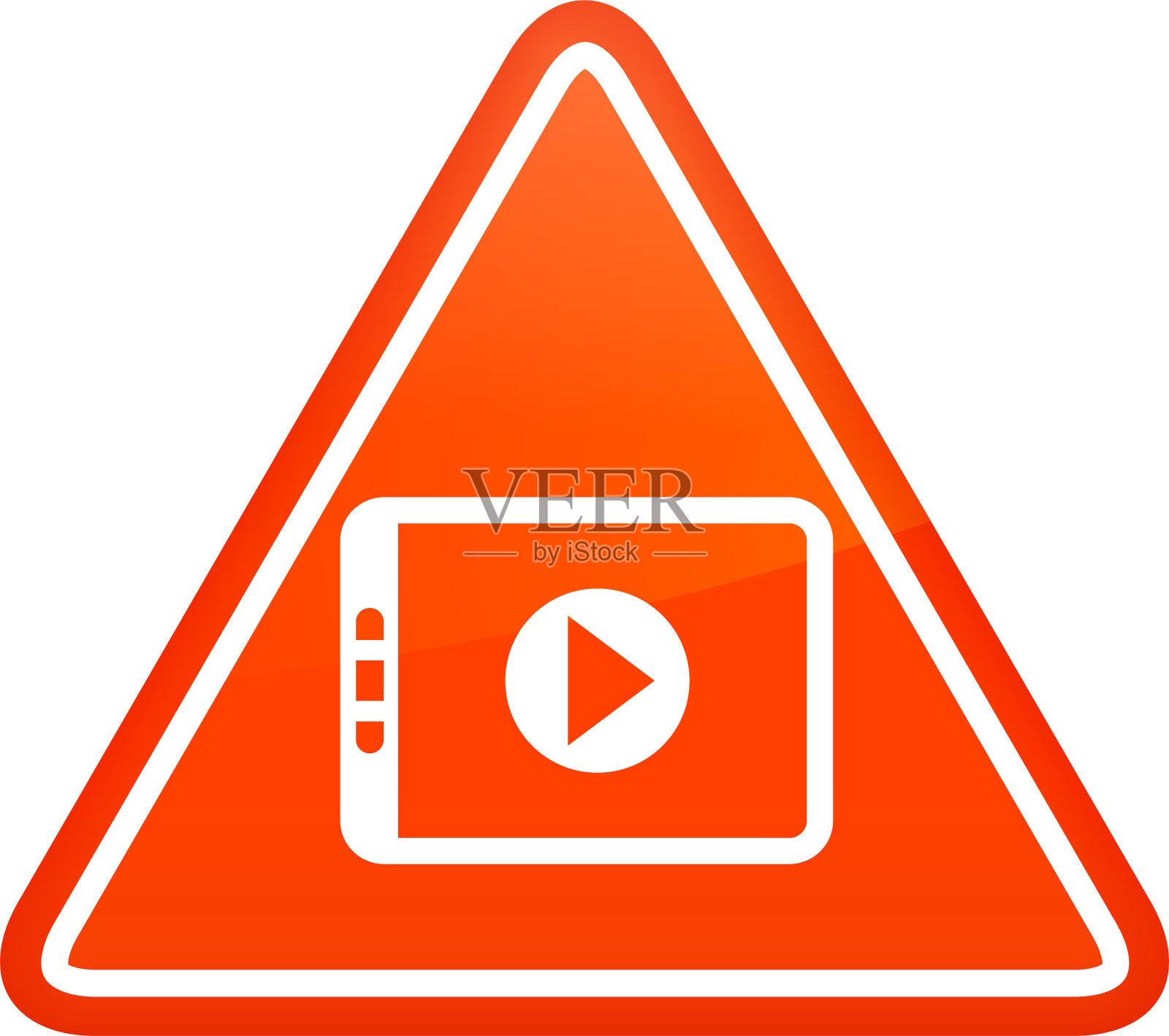 数字平板与播放按钮图标插画图片素材