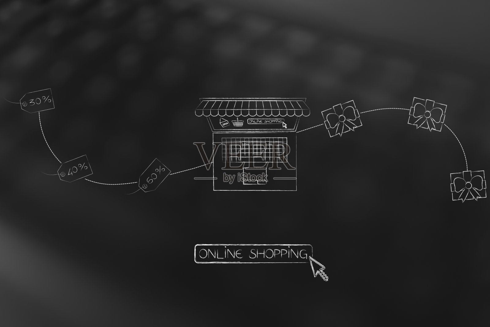 网上购物从折扣价格标签，笔记本电脑，物品或收到的礼物照片摄影图片