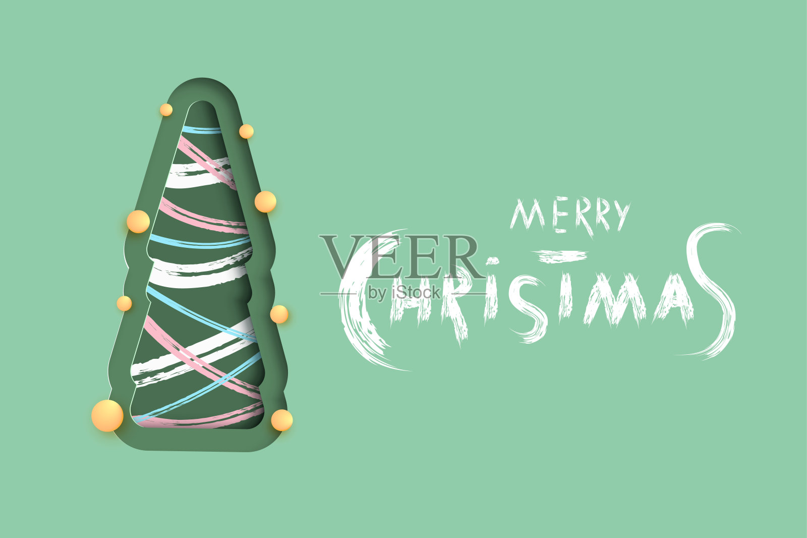 圣诞快乐笔刷手写字母。矢量插图。插画图片素材