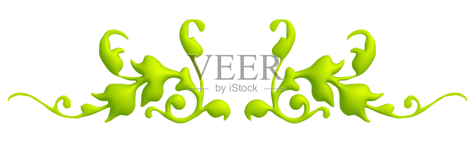 绿色花卉装饰，3d插图照片摄影图片