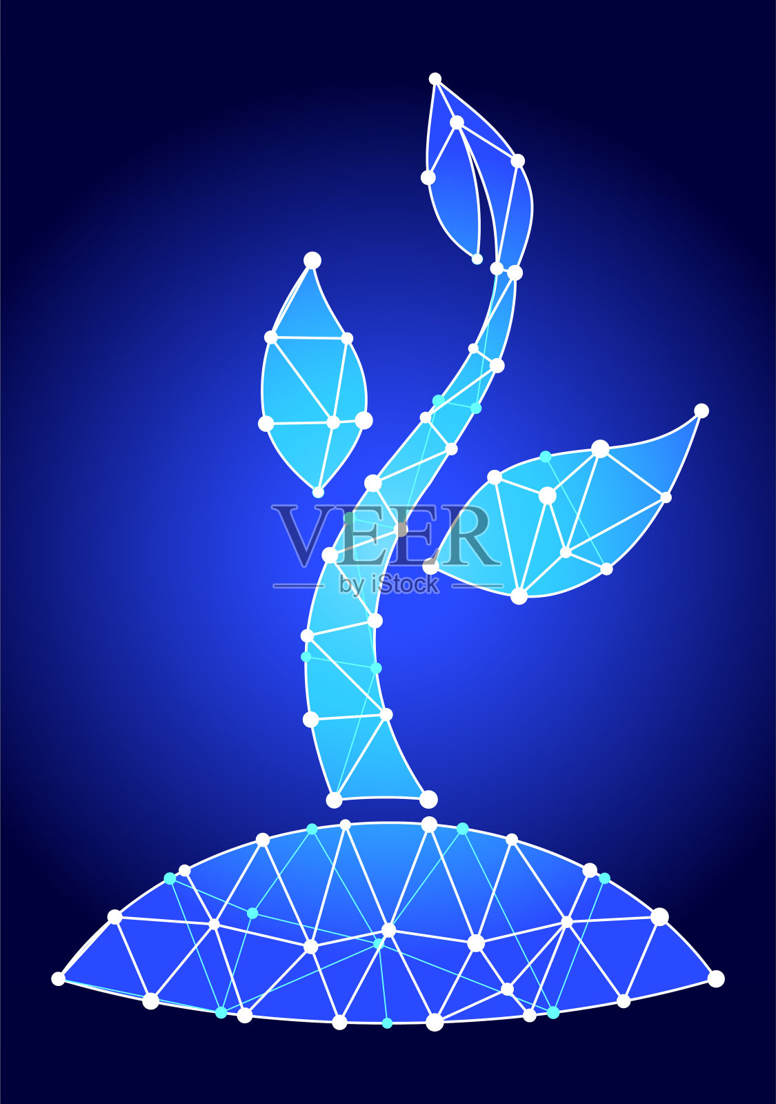 发芽植物蓝色三角形节点向量模式插画图片素材