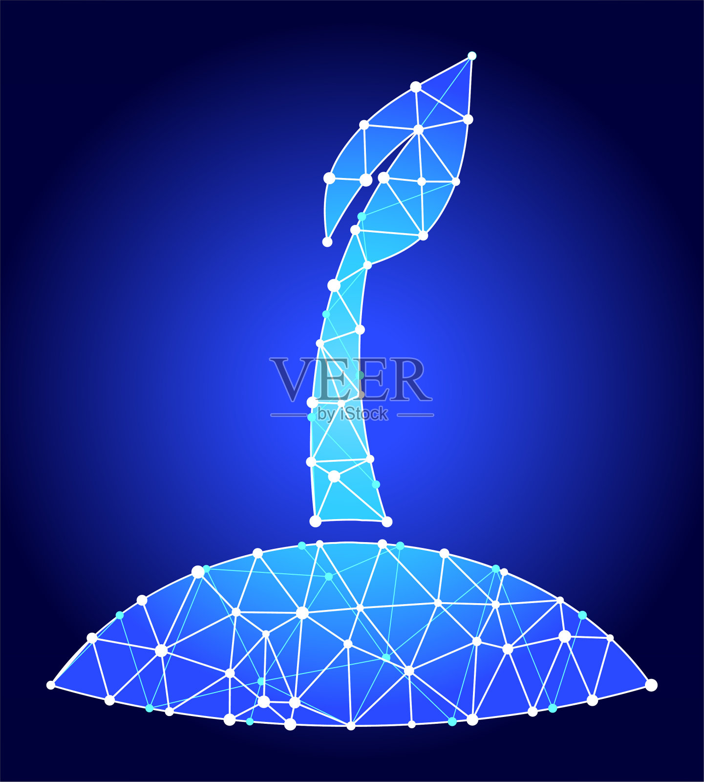 发芽植物蓝色三角形节点向量模式插画图片素材