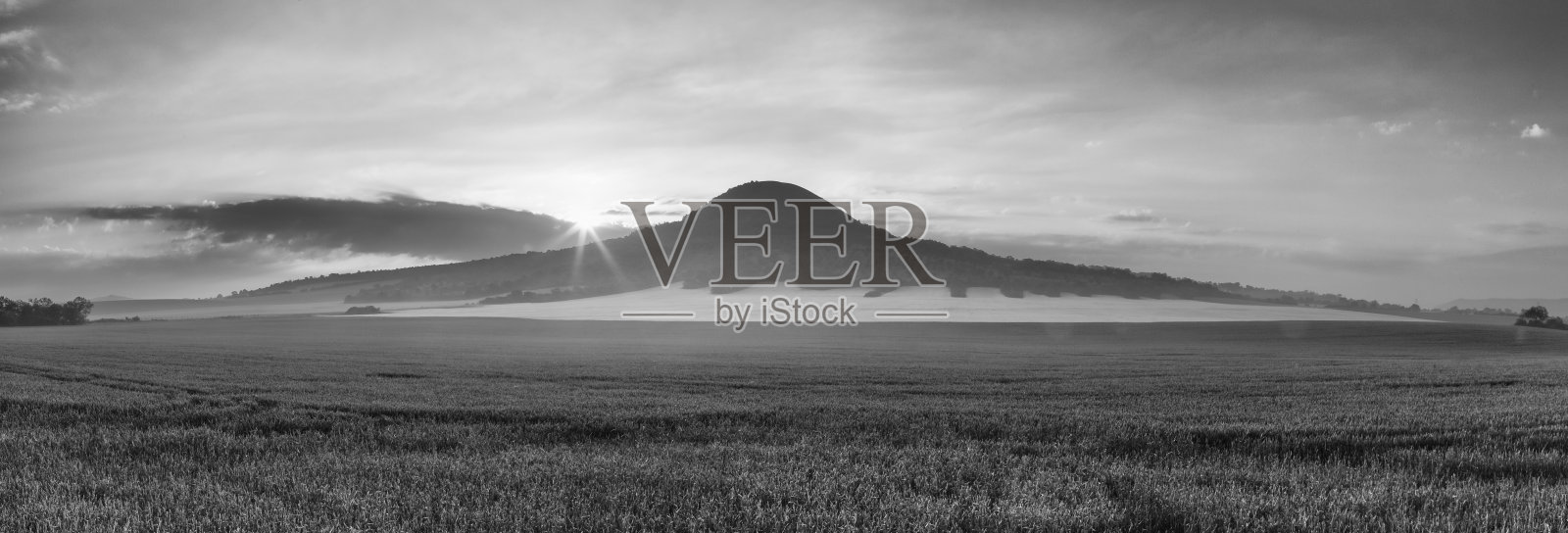 Oblik山。捷克共和国。照片摄影图片