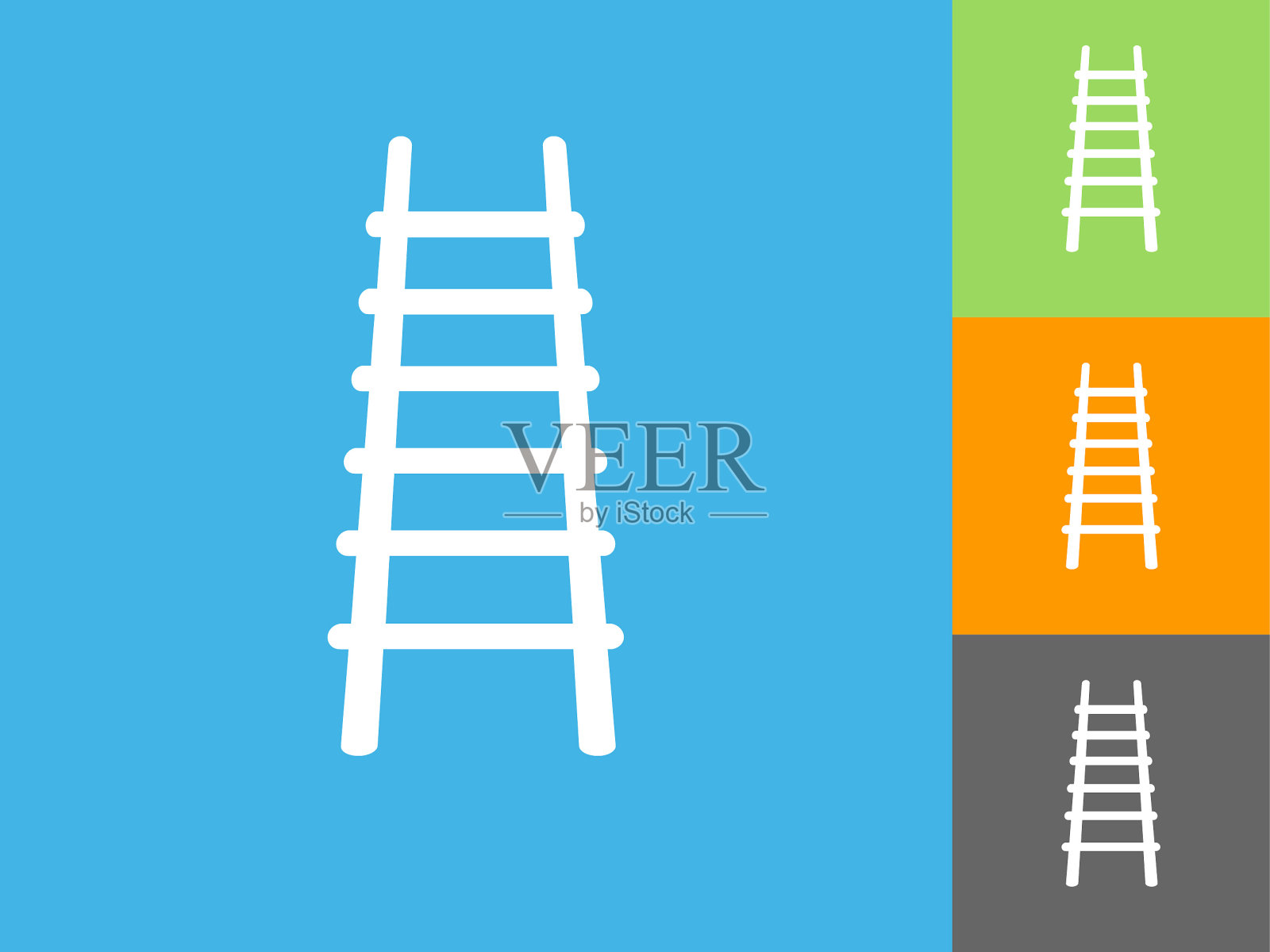 消防梯平面图标上的蓝色背景插画图片素材