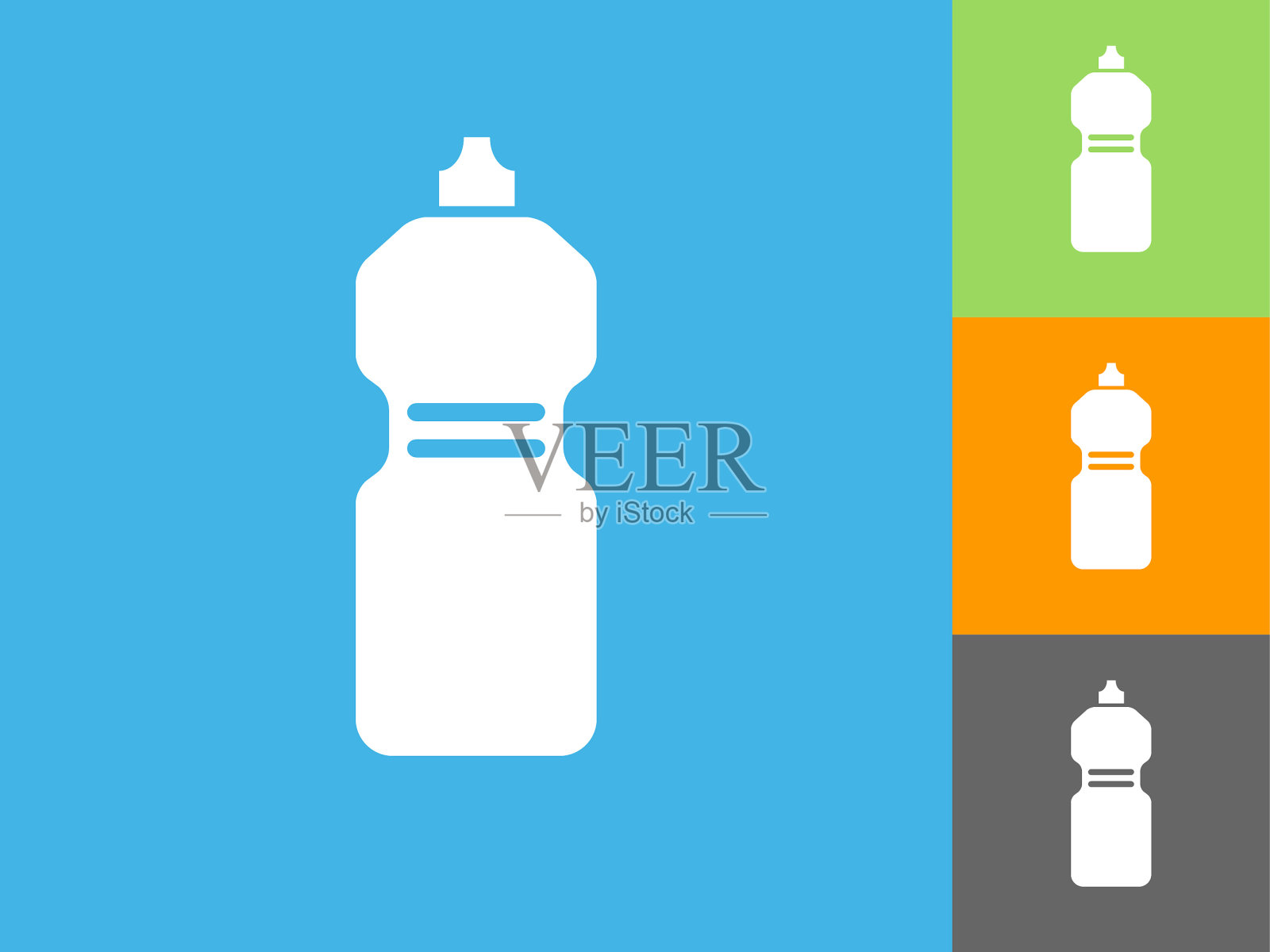 健康瓶平面图标上的蓝色背景插画图片素材