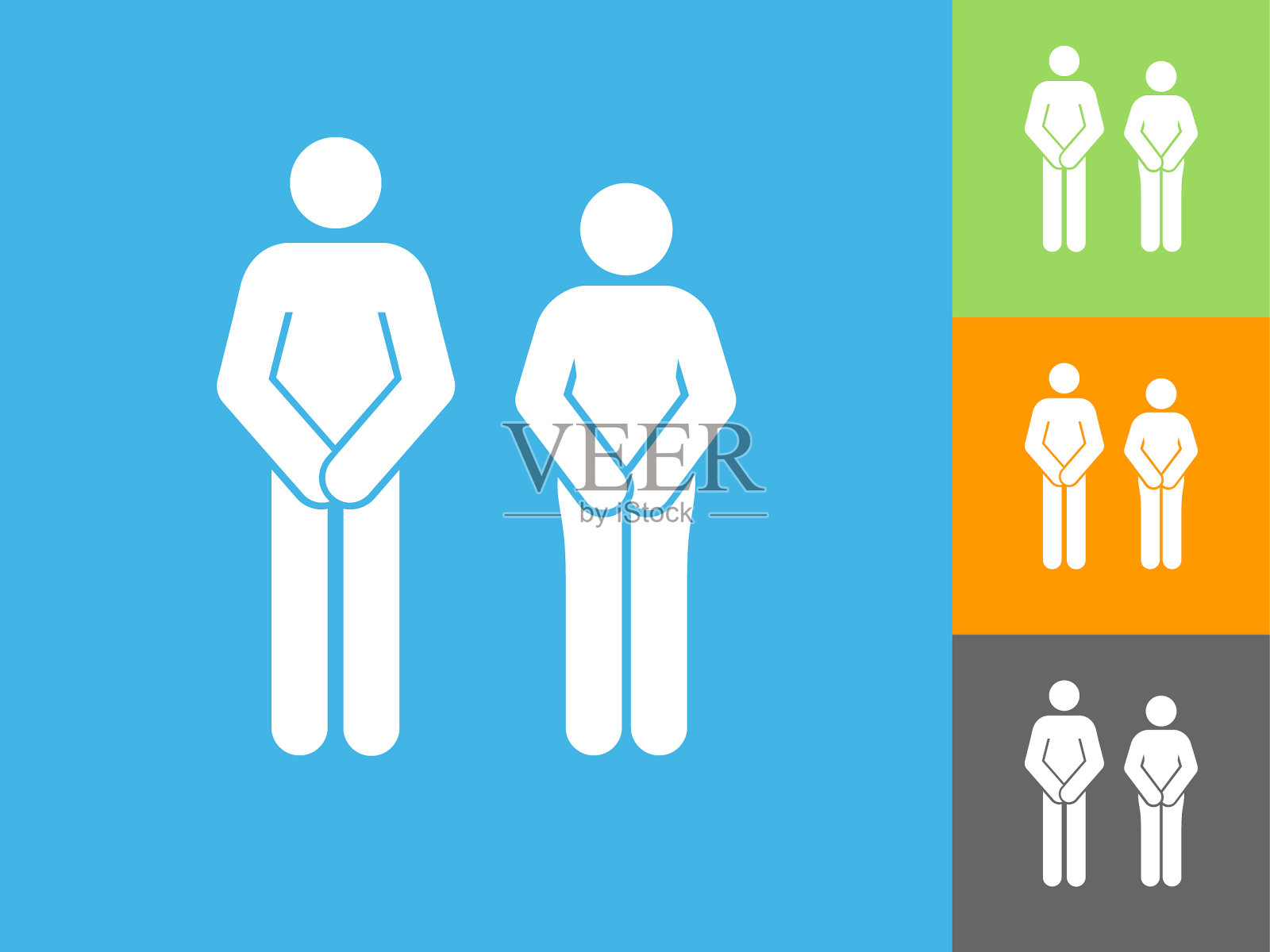 亚当和夏娃的图标在蓝色的背景插画图片素材