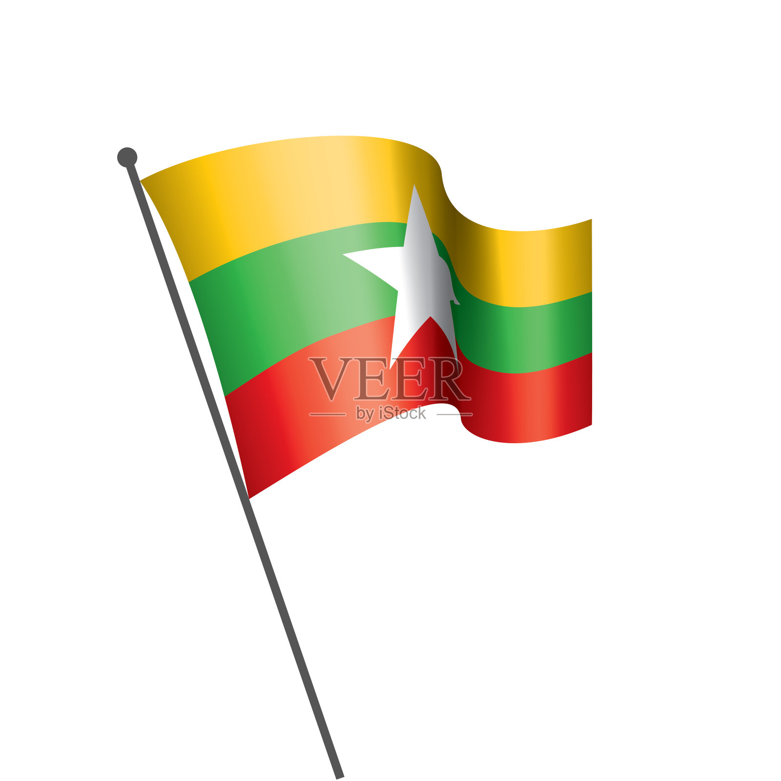 缅甸国旗，矢量插图在白色的背景插画图片素材