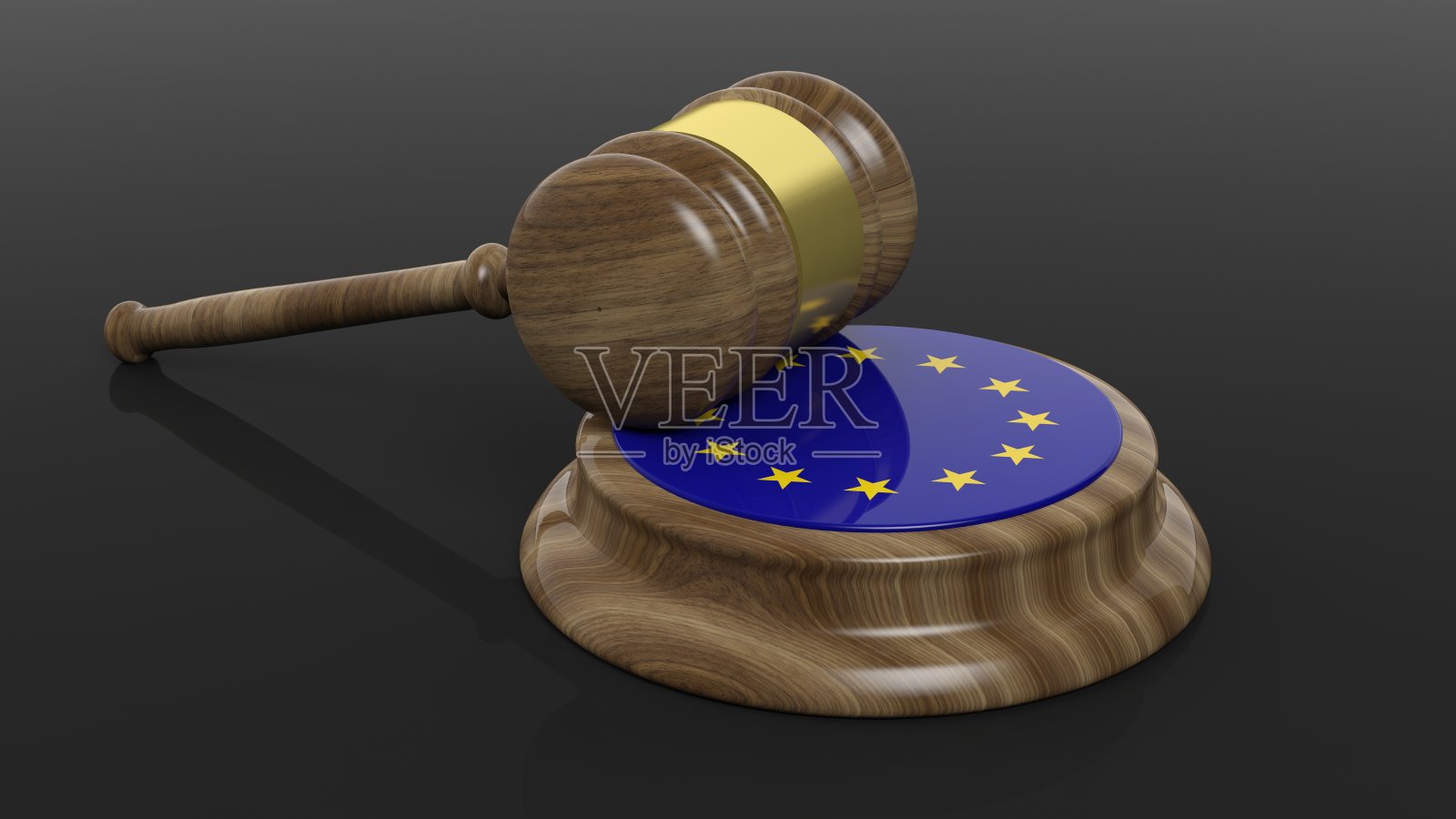 带有欧盟旗帜的法槌插画照片摄影图片