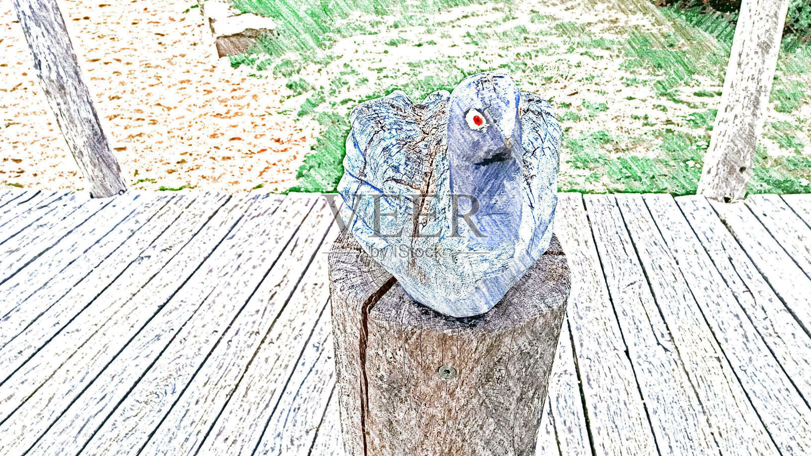 近操场木制鸽子玩具照片摄影图片