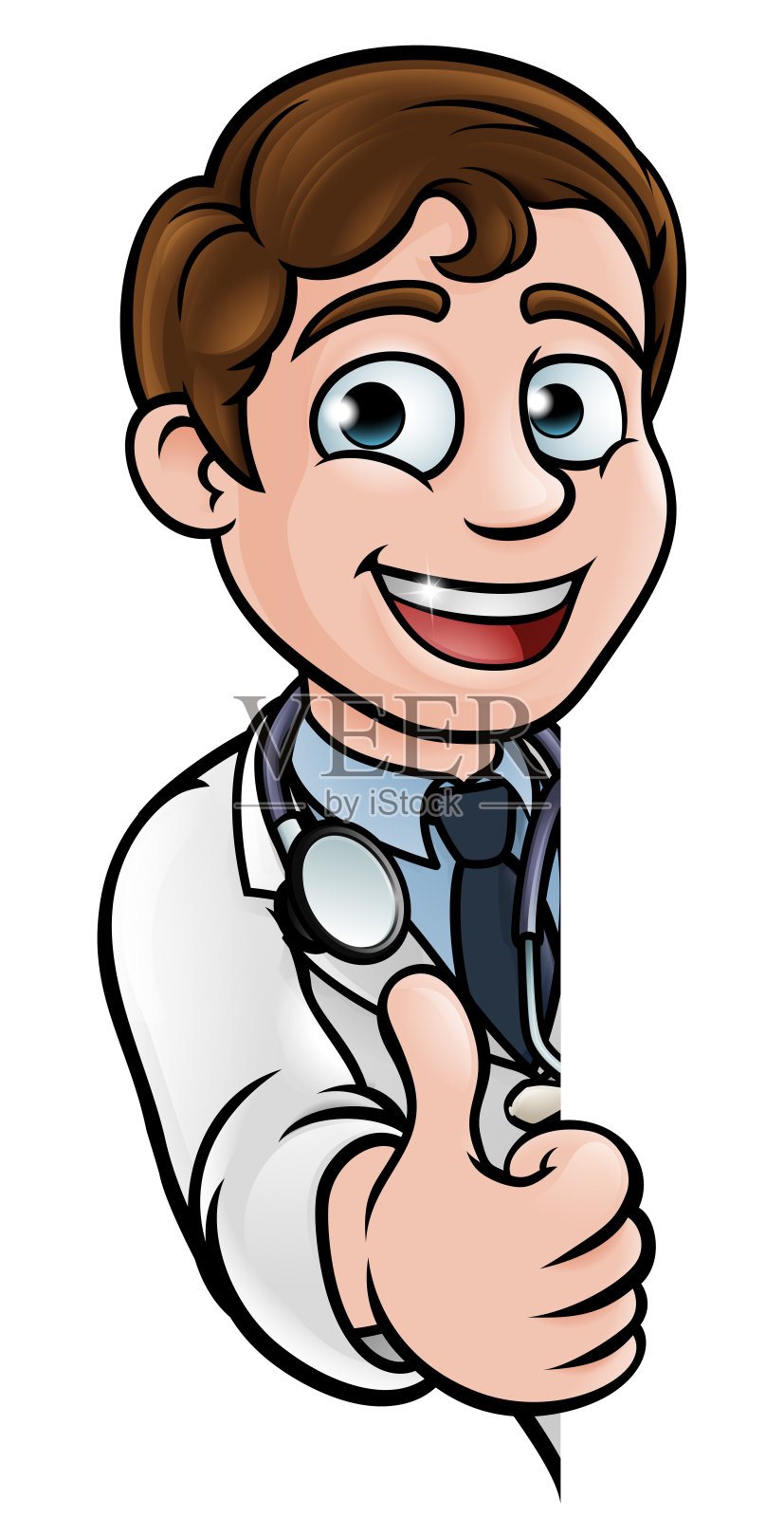 医生竖起大拇指卡通人物符号插画图片素材