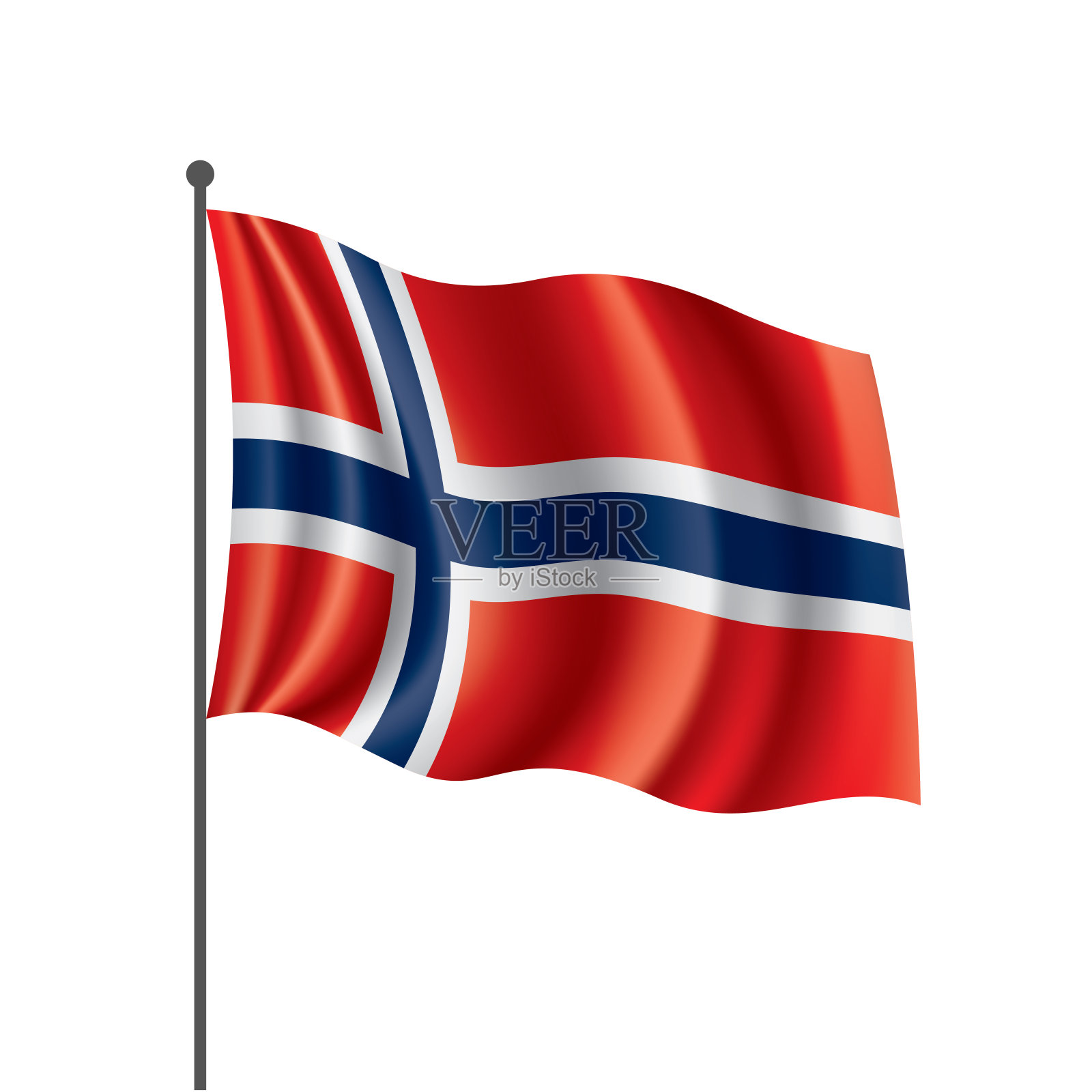 挪威国旗，矢量插图在白色的背景插画图片素材
