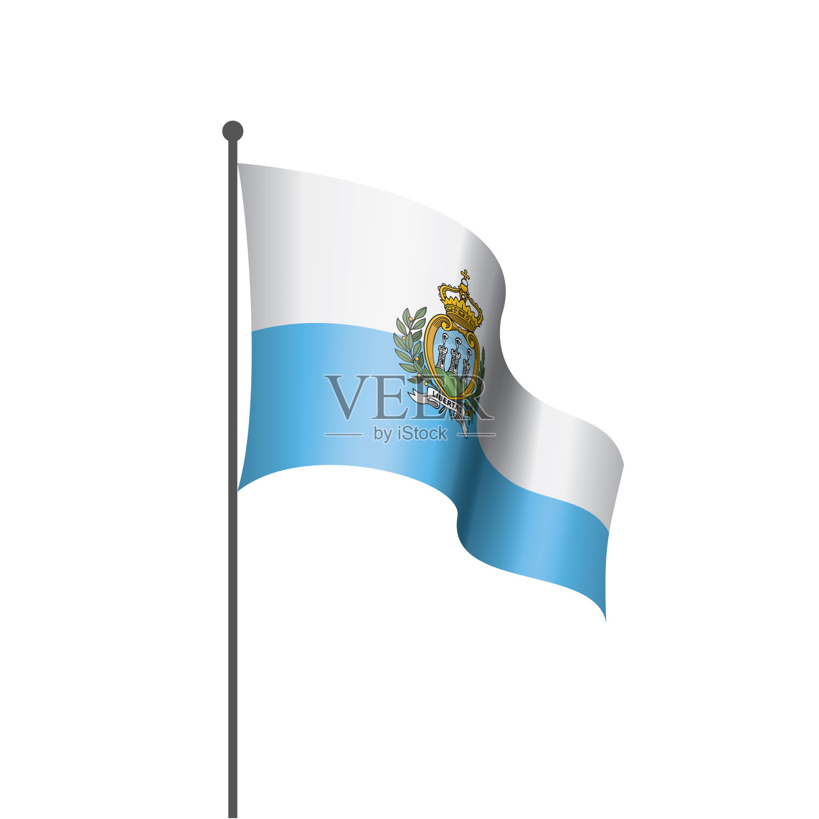 圣马力诺旗，白色背景矢量插图插画图片素材