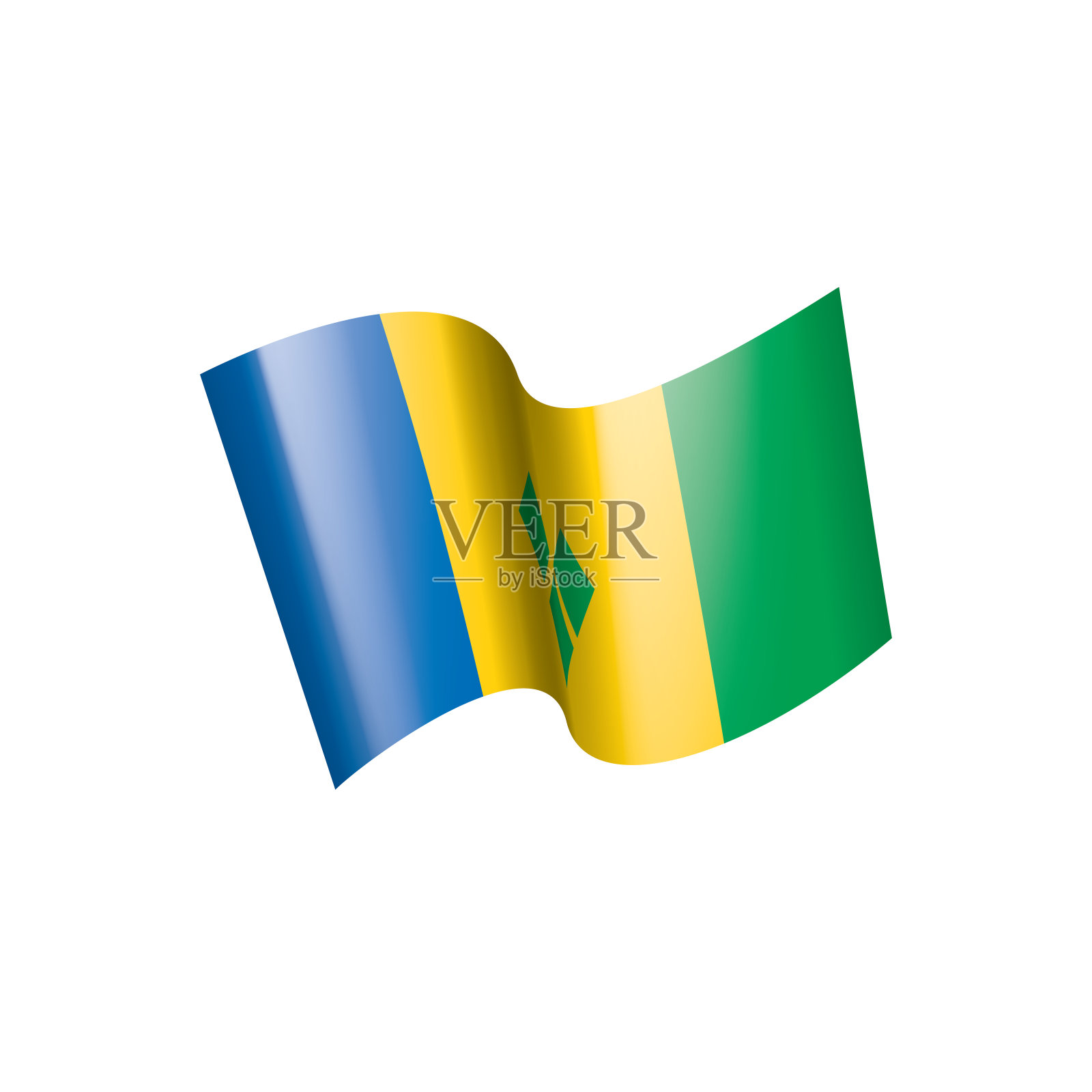 圣文森特和格林纳丁斯旗，白色背景矢量插图插画图片素材