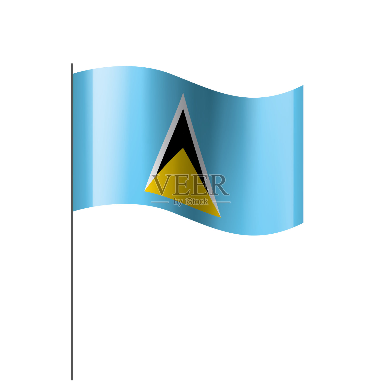 圣卢西亚旗，白色背景矢量插图插画图片素材