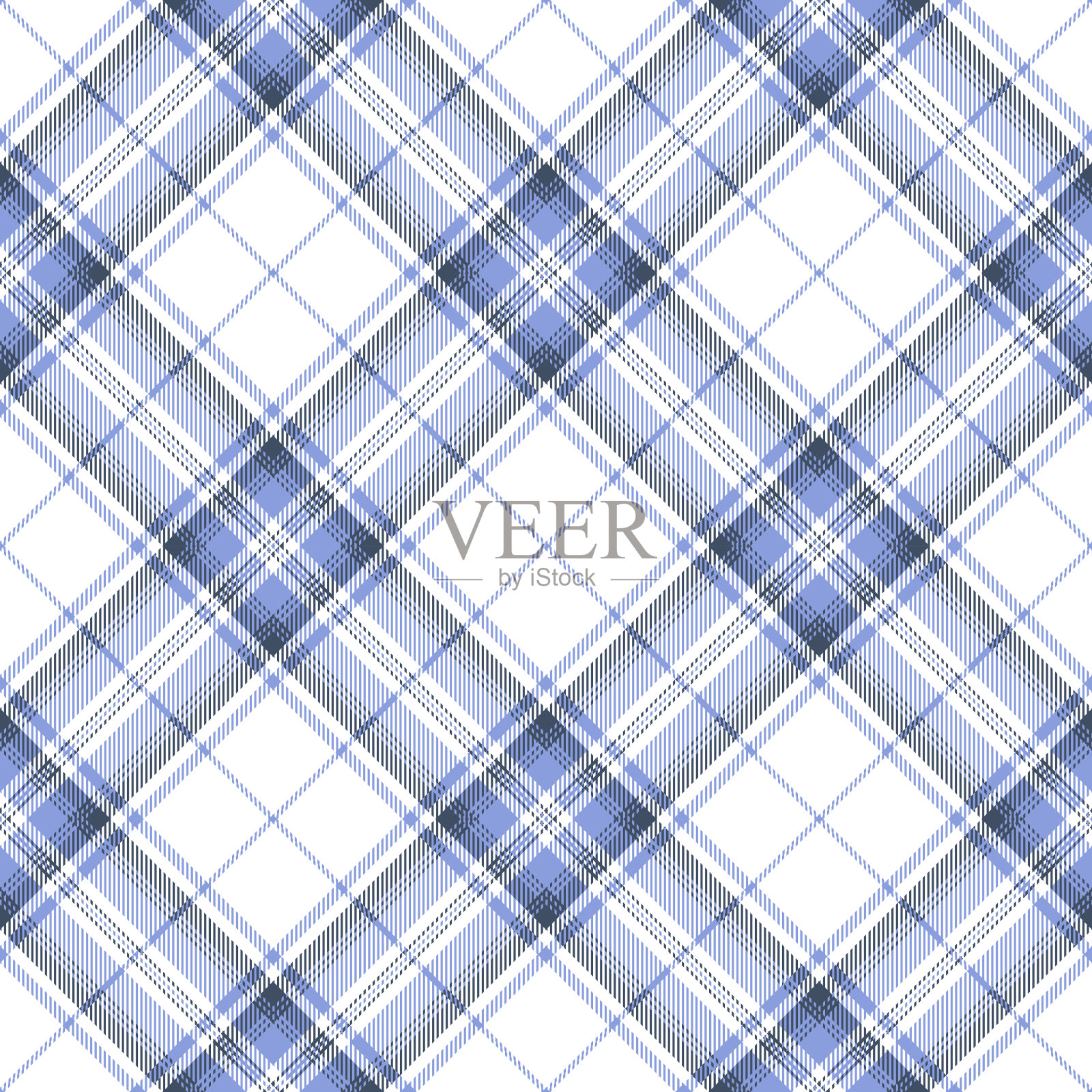 蓝色和浅蓝色苏格兰格子花格纺织图案插画图片素材