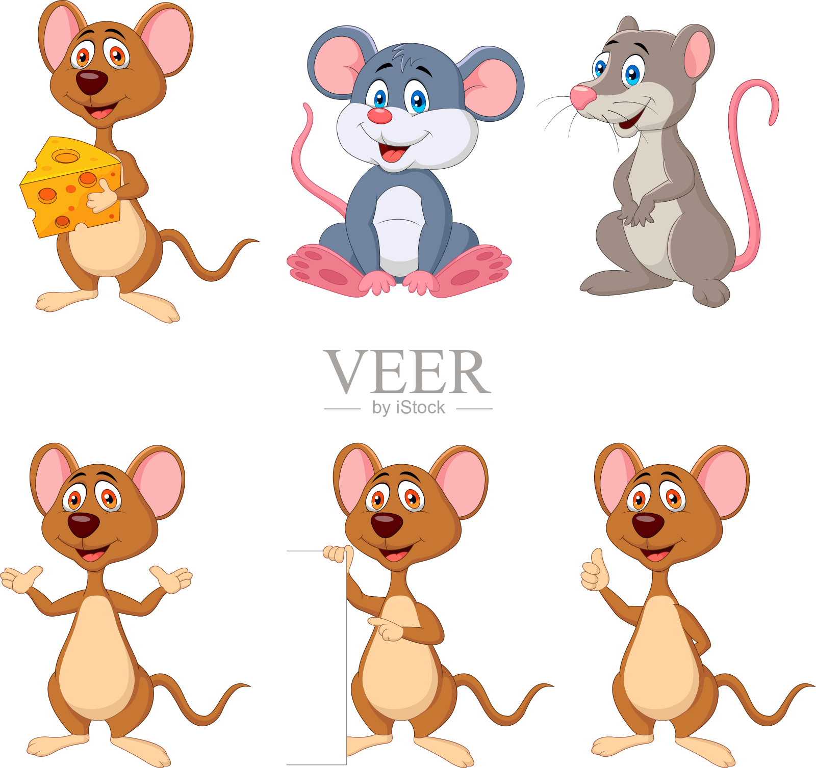 卡通有趣的鼠标收集集插画图片素材
