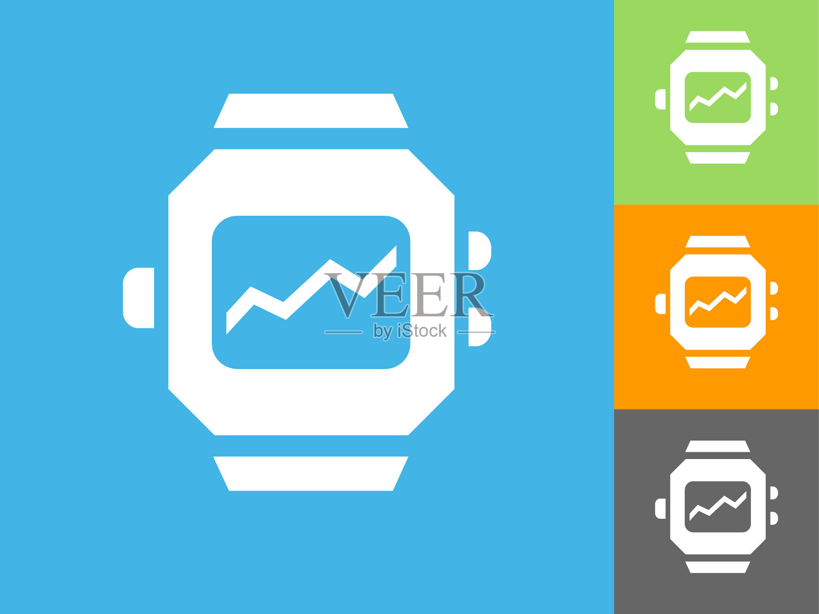 在蓝色背景上观看平面图标插画图片素材