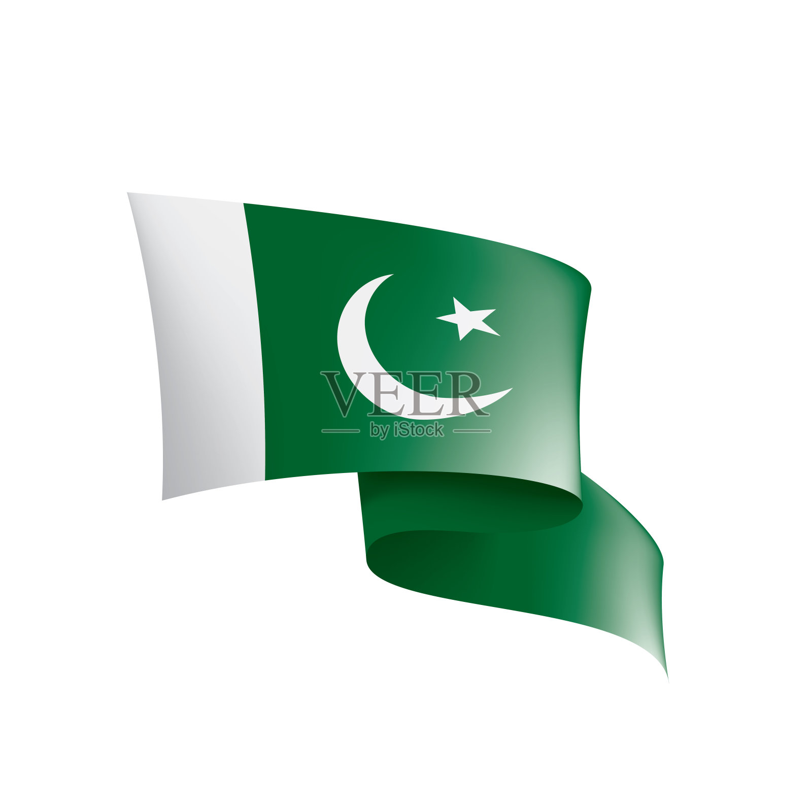 巴基斯坦国旗，矢量插图在白色的背景插画图片素材