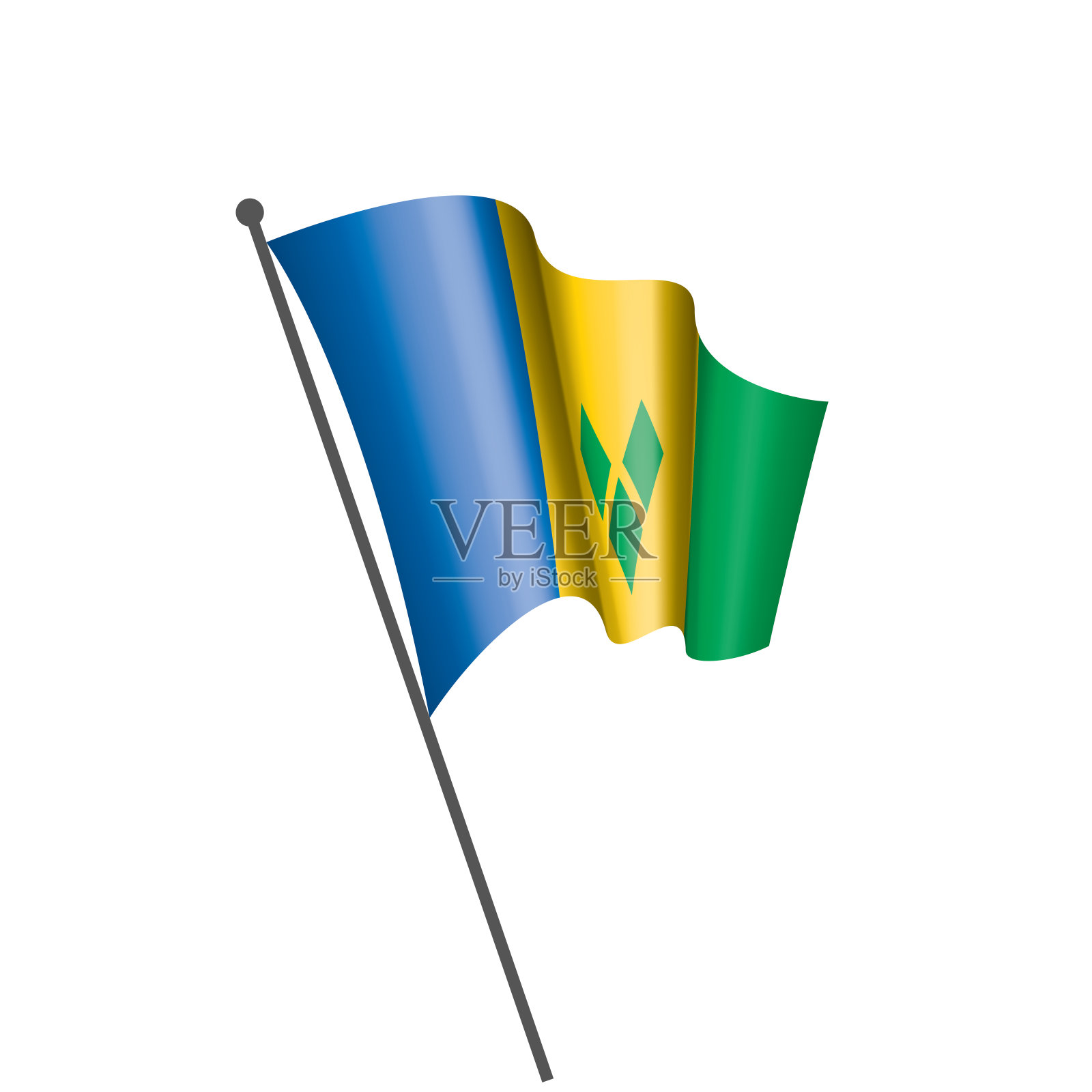 圣文森特和格林纳丁斯旗，白色背景矢量插图设计元素图片