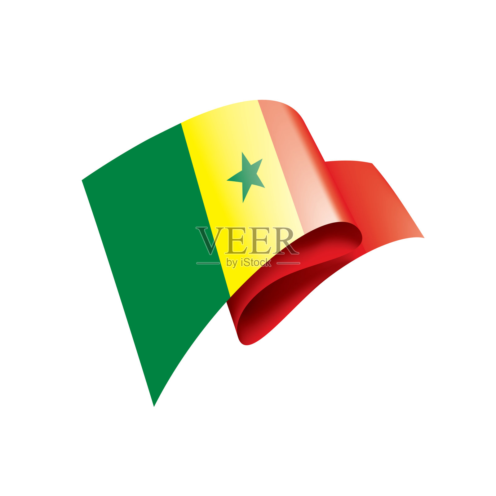 塞内加尔国旗，白色背景上的矢量插图插画图片素材