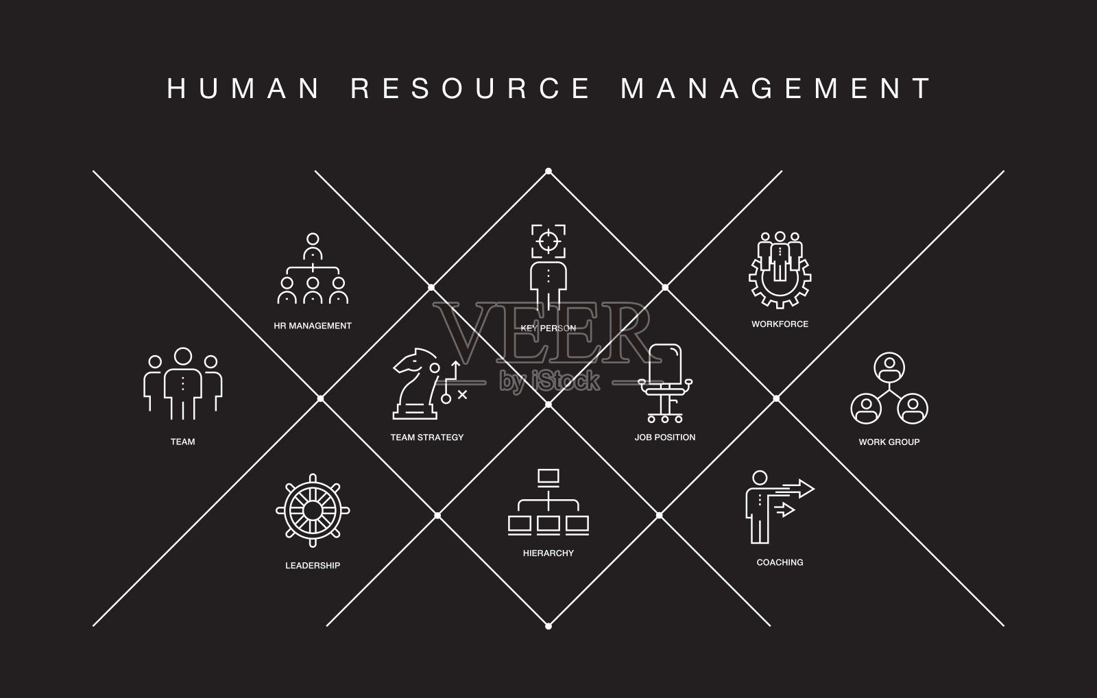 人力资源管理线图标插画图片素材