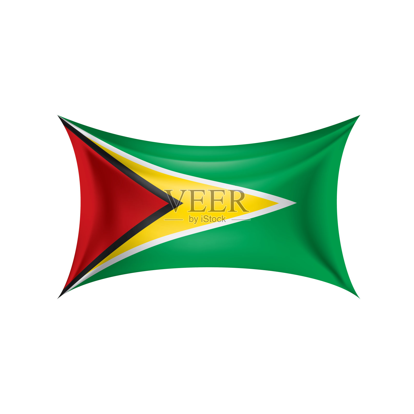 圭亚那国旗，白色背景上的矢量插图插画图片素材