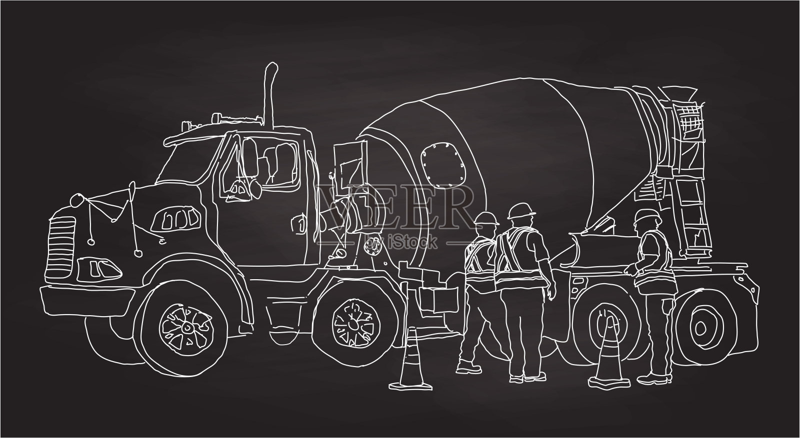 浇筑地基混凝土白垩插画图片素材