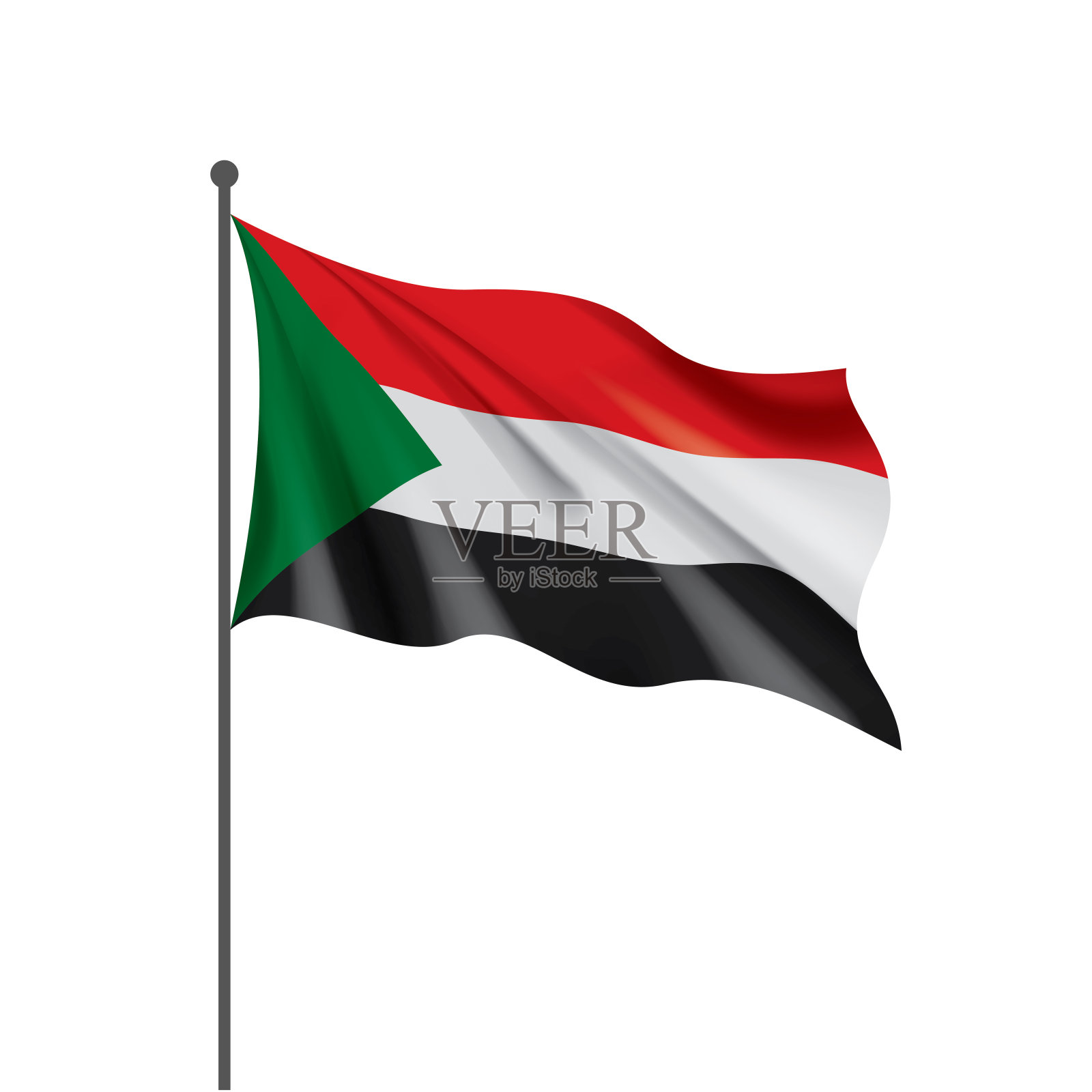 苏丹国旗，矢量插图在白色的背景插画图片素材