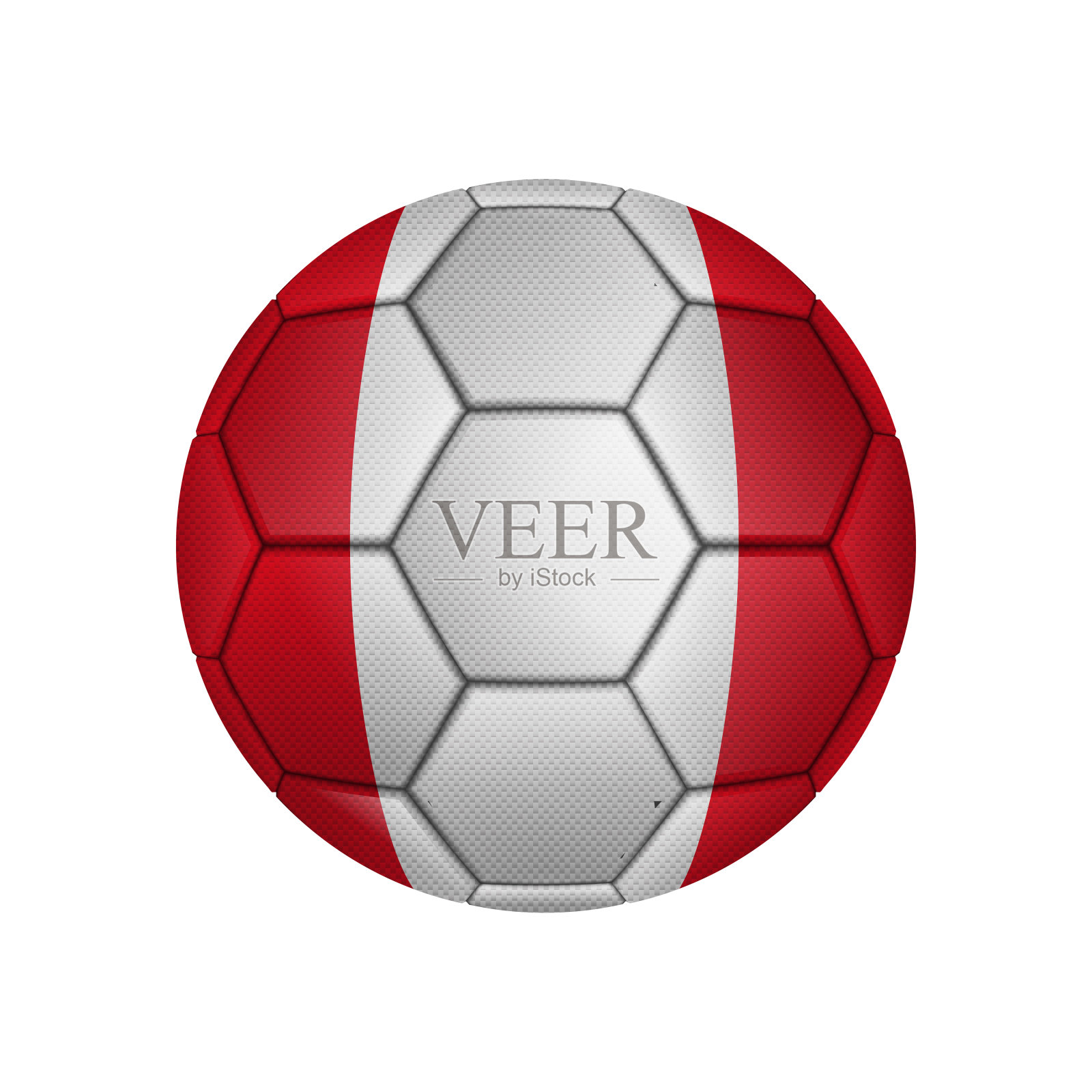 在秘鲁国旗上绘制现实足球的插图，用于移动概念和web应用程序。国家足球的插图可以用于网页和手机插画图片素材