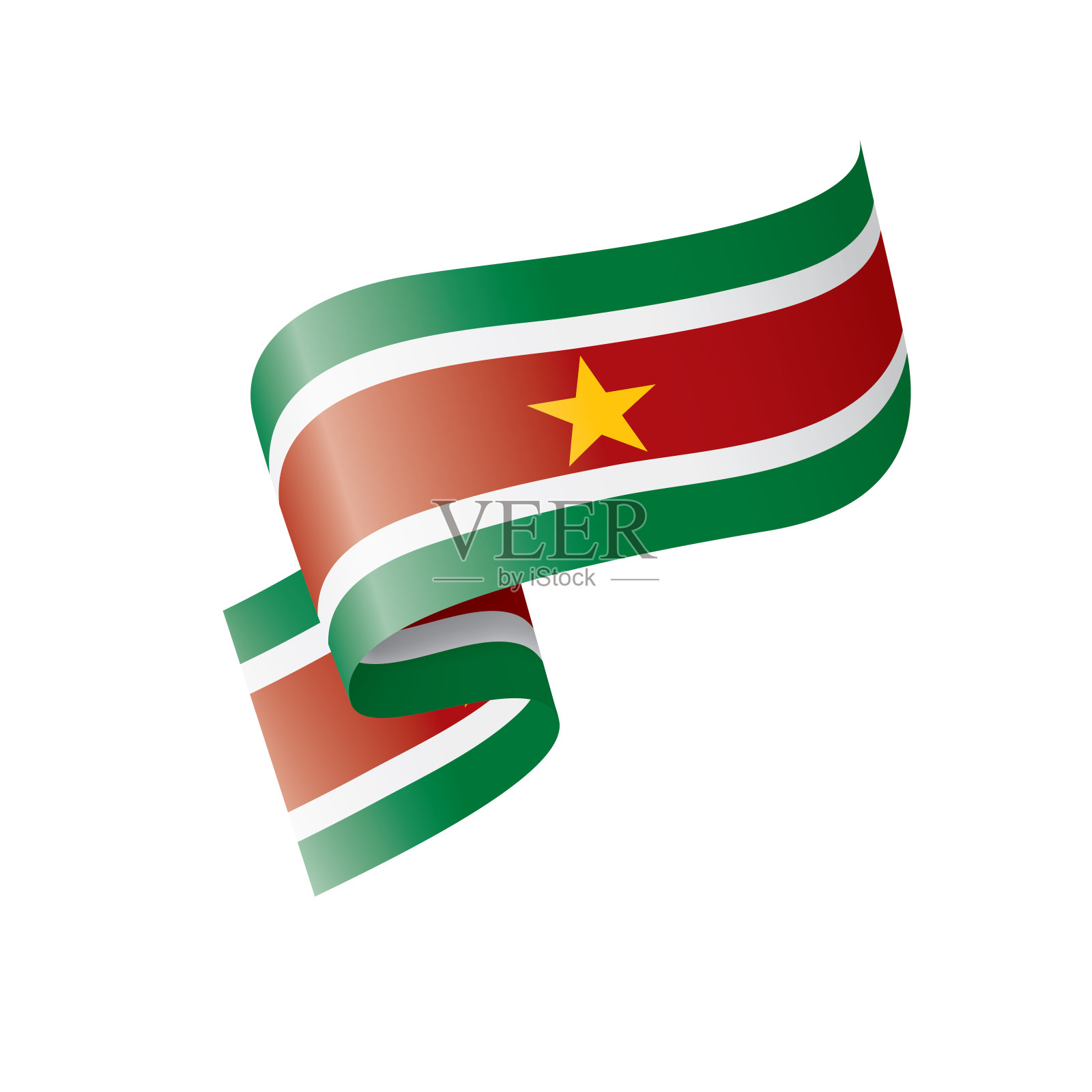 苏里南国旗，白色背景矢量插图插画图片素材