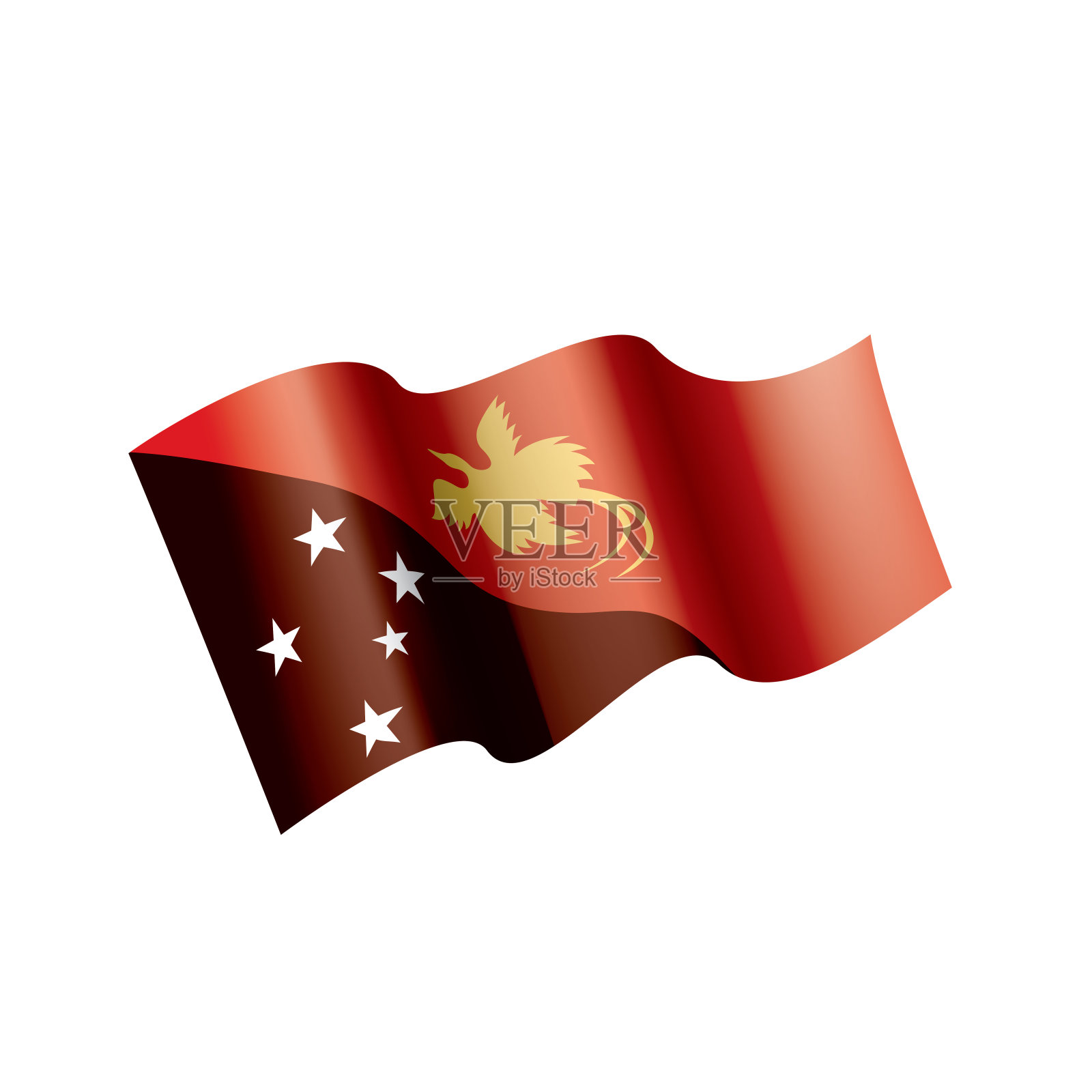 巴布亚新几内亚国旗，矢量插图在白色的背景插画图片素材