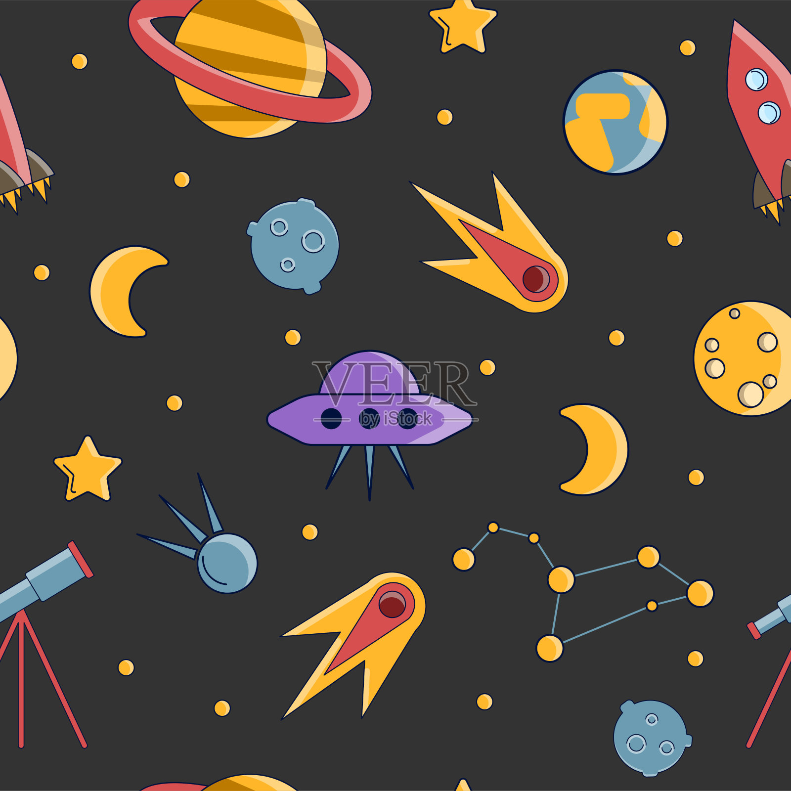 孩子们对空间格局有科学和好奇的想法插画图片素材