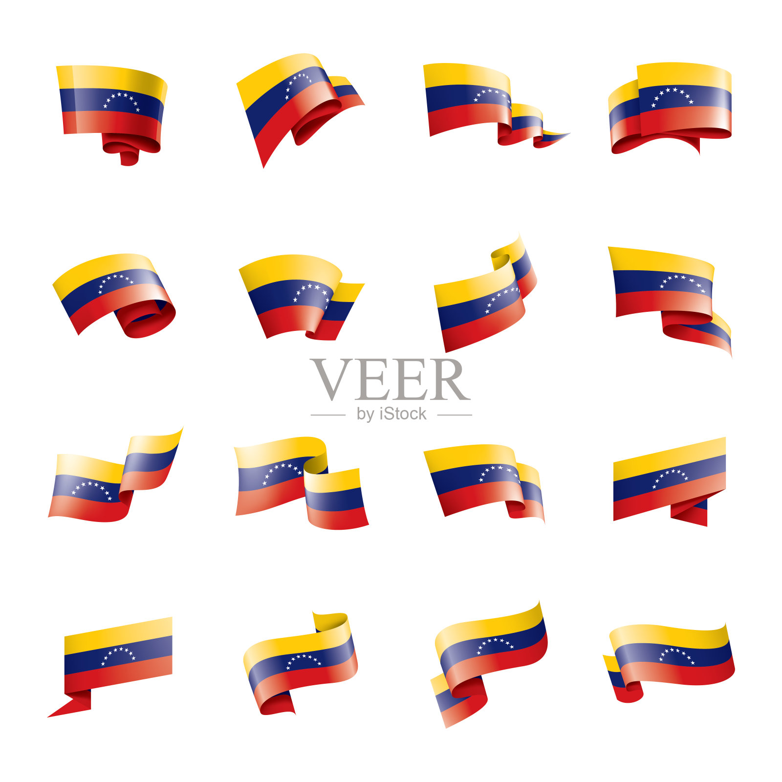 委内瑞拉国旗，矢量插图在白色的背景插画图片素材