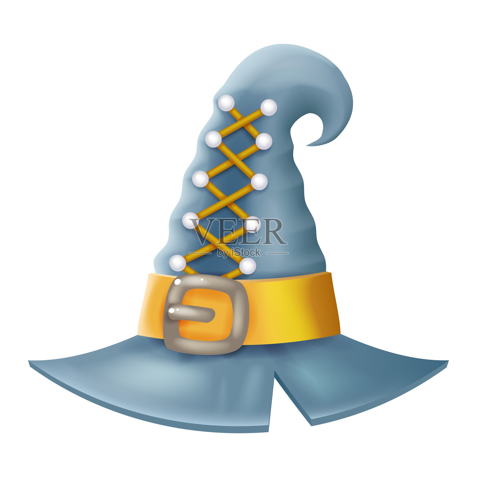 万圣节3d卡通女巫帽儿童服装儿童化装舞会3d图标矢量插图插画图片素材