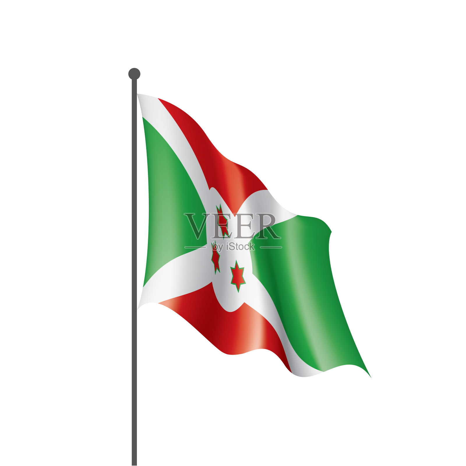 布隆迪国旗，白色背景矢量插图设计元素图片