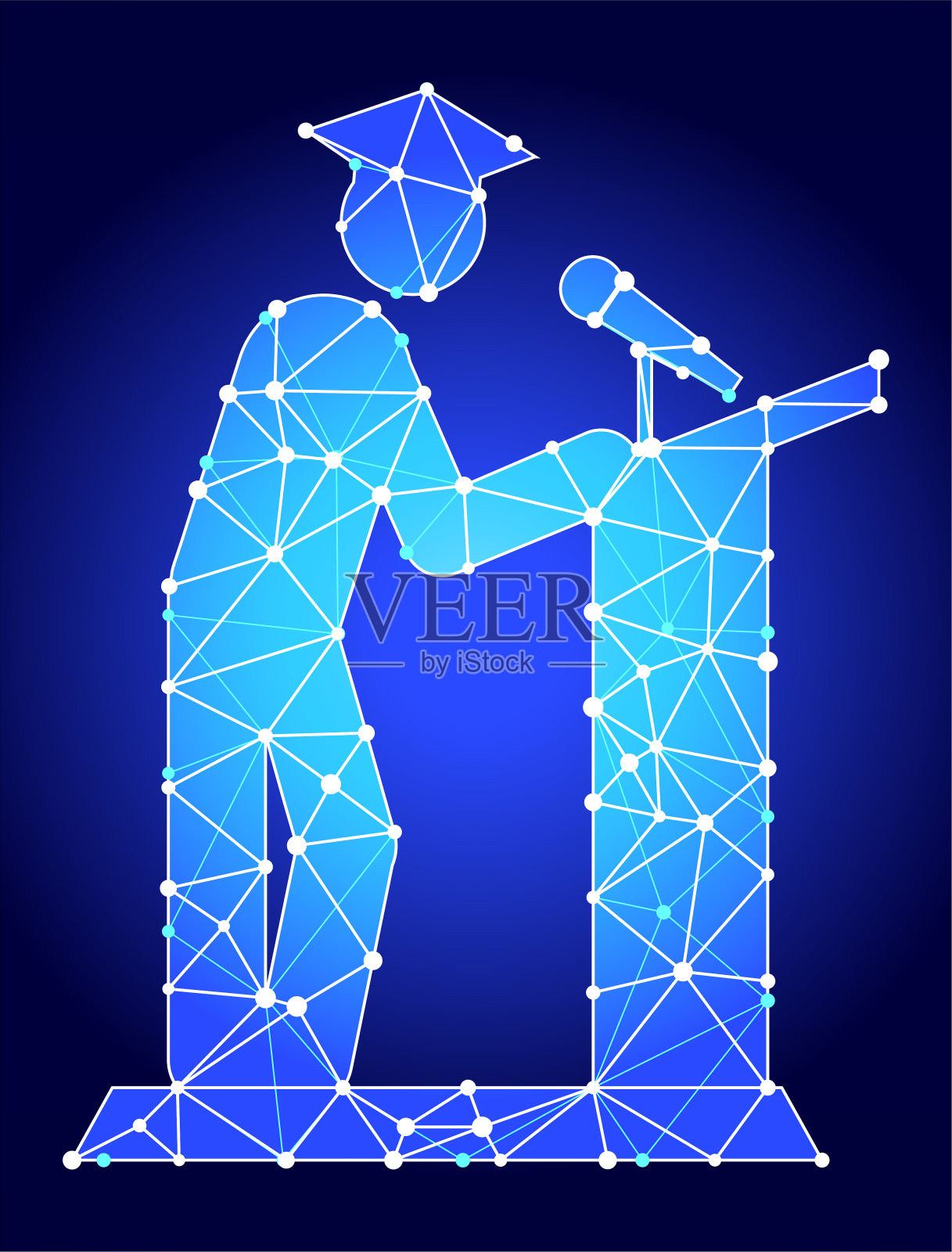 毕业蓝色三角形节点向量模式插画图片素材