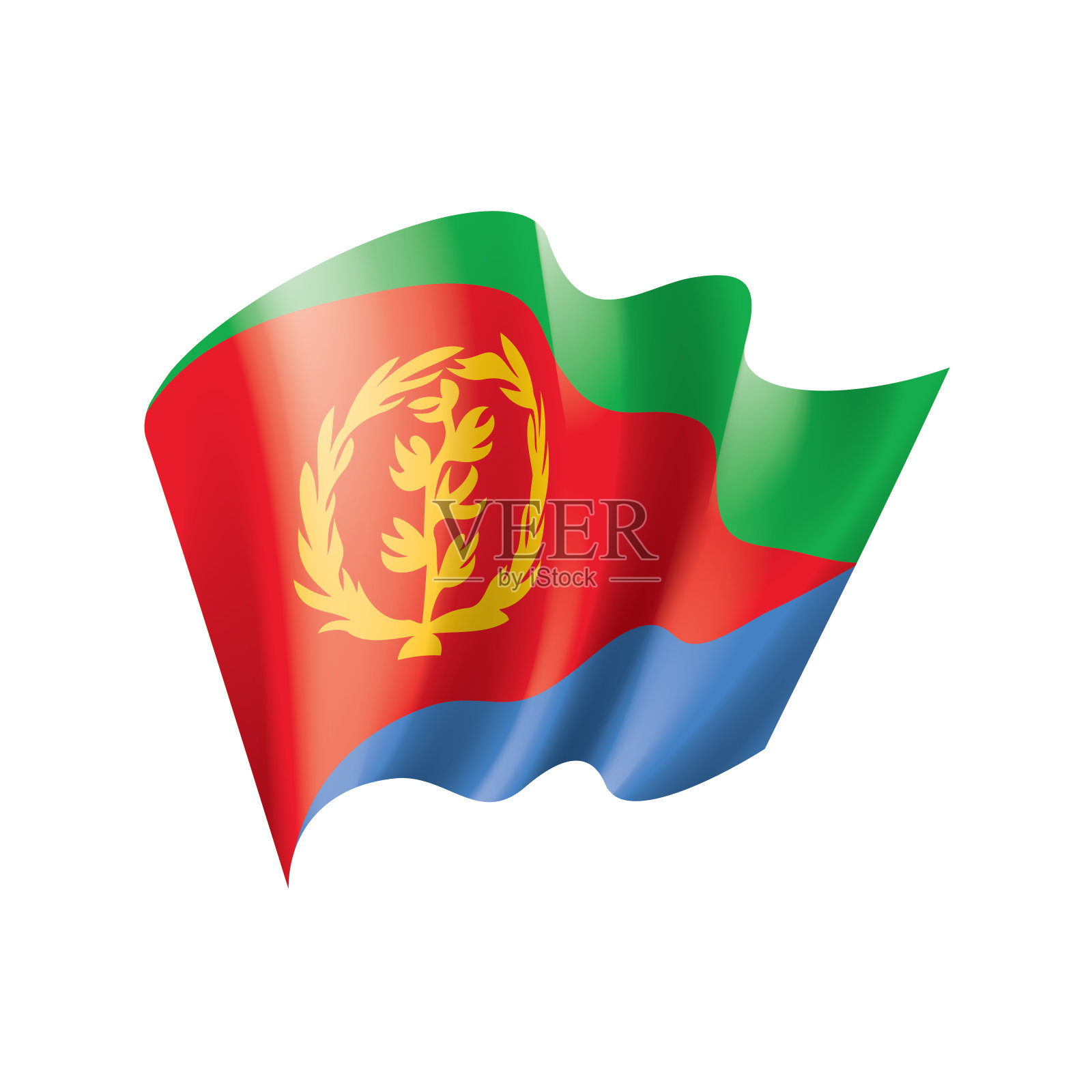 厄立特里亚国旗，白色背景上的矢量插图插画图片素材