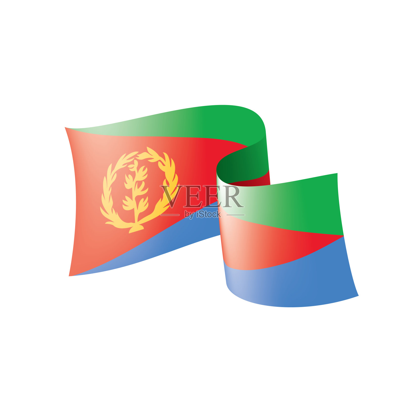 厄立特里亚国旗，白色背景上的矢量插图插画图片素材