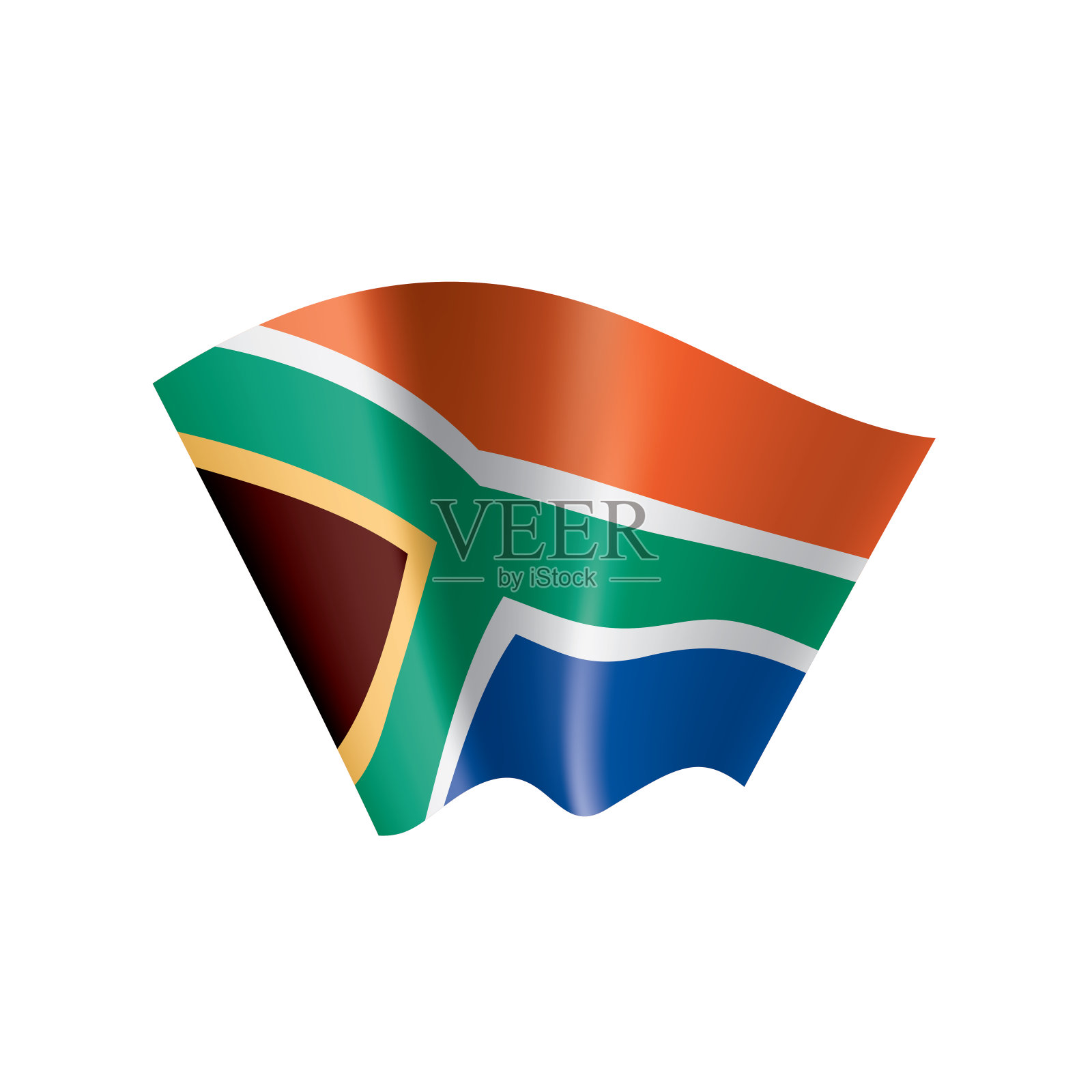 南非国旗，矢量插图在白色的背景插画图片素材