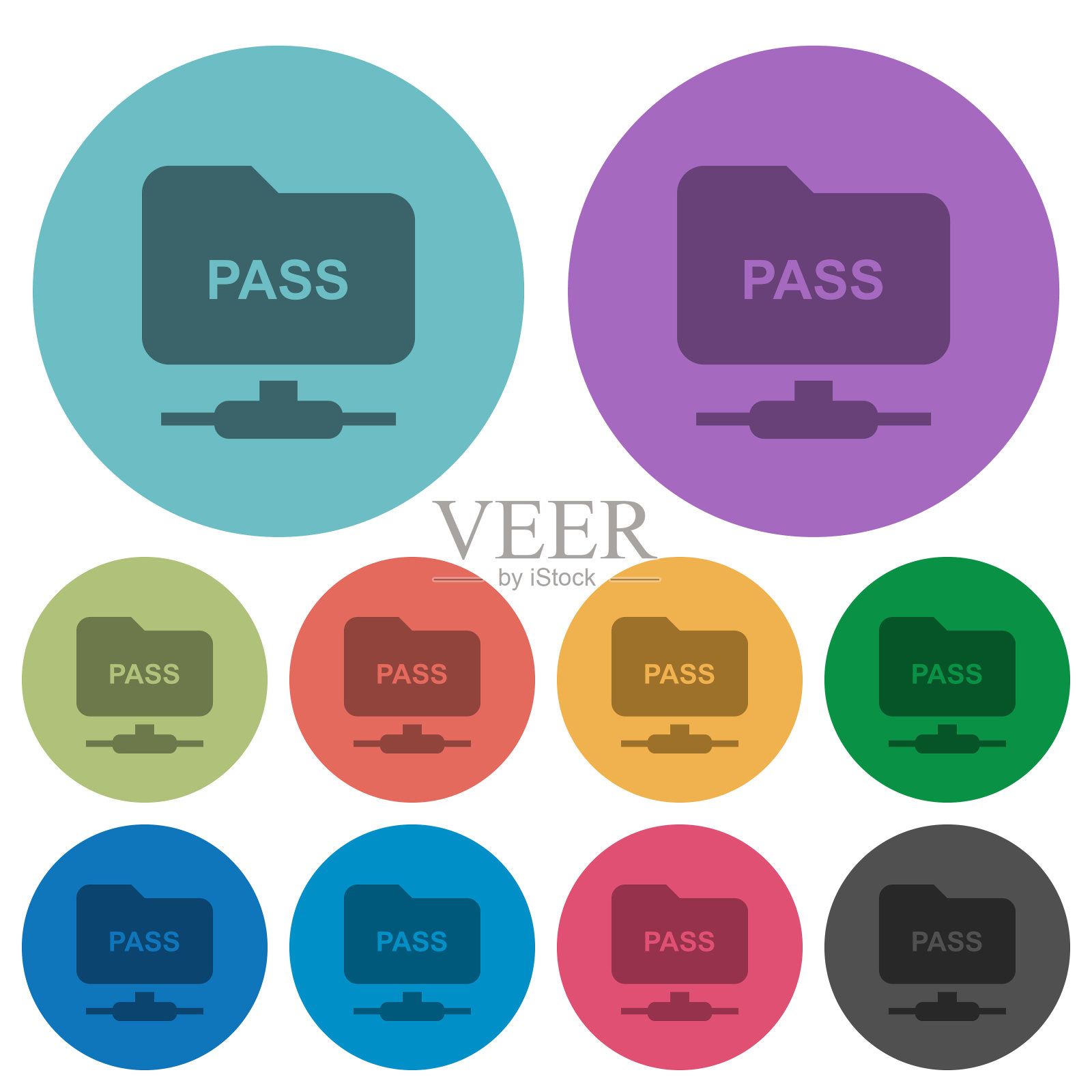 FTP认证密码颜色较暗，图标平坦插画图片素材