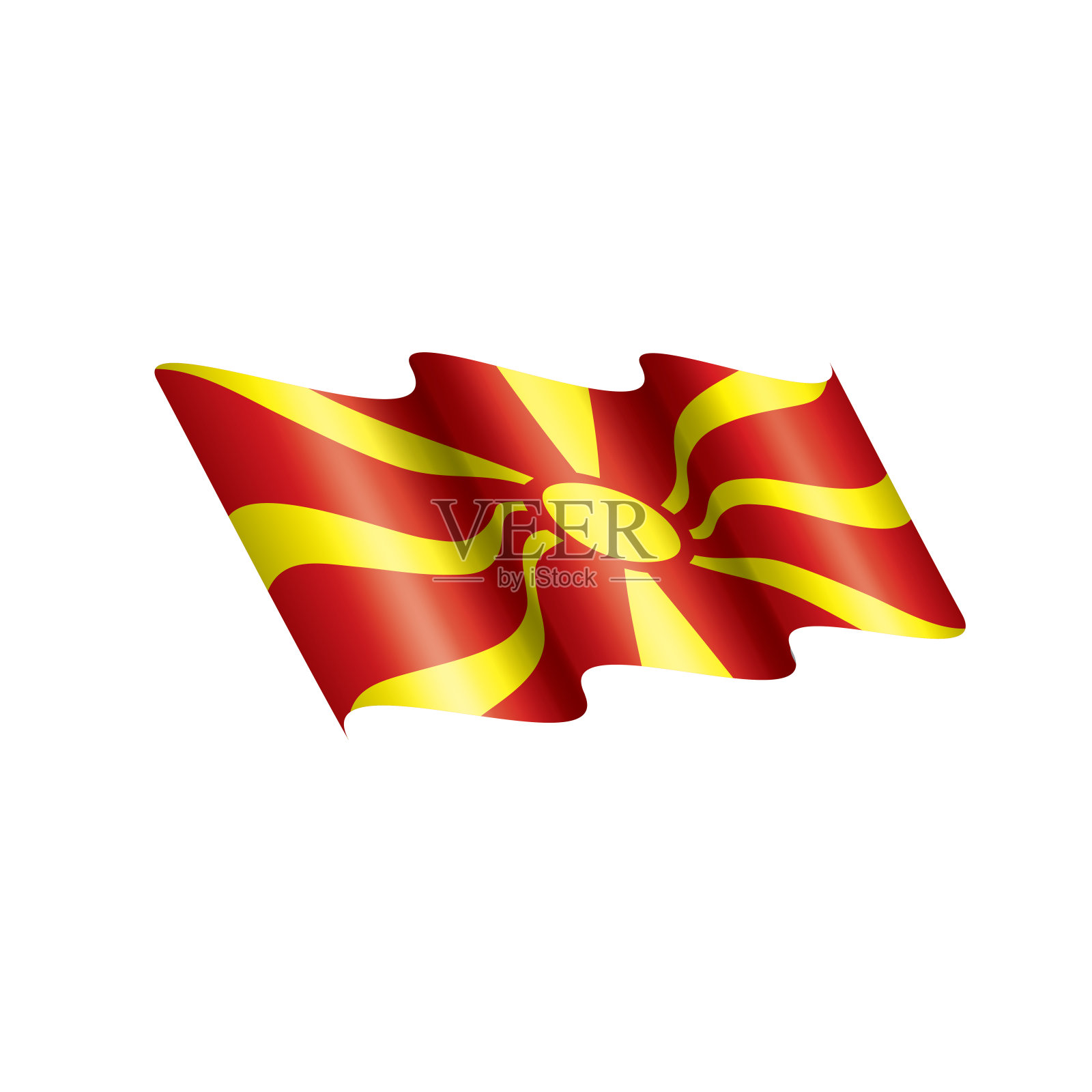 马其顿国旗，白色背景上的矢量插图插画图片素材